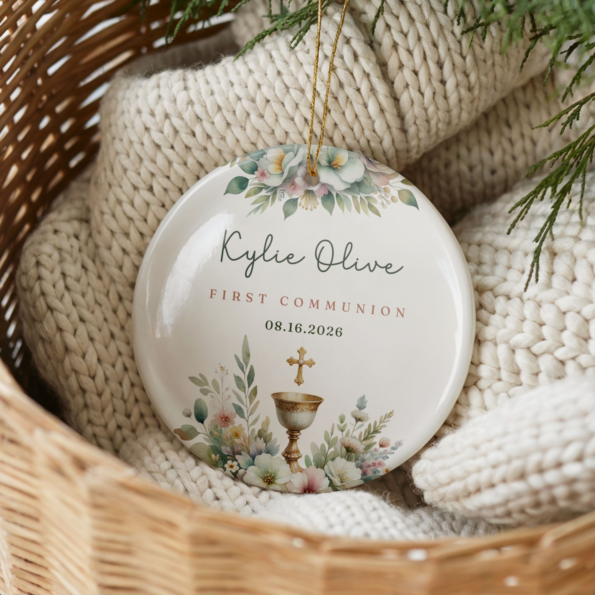 First Holy Communion Ornament, Personalized Gift for Goddaughter