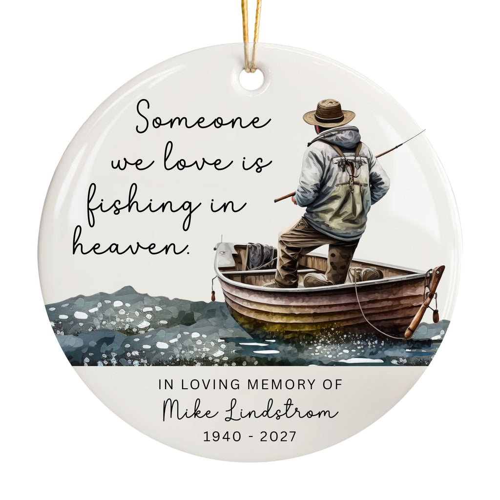 Fishing in Heaven Memorial Christmas Ornament, Custom Sympathy Gift