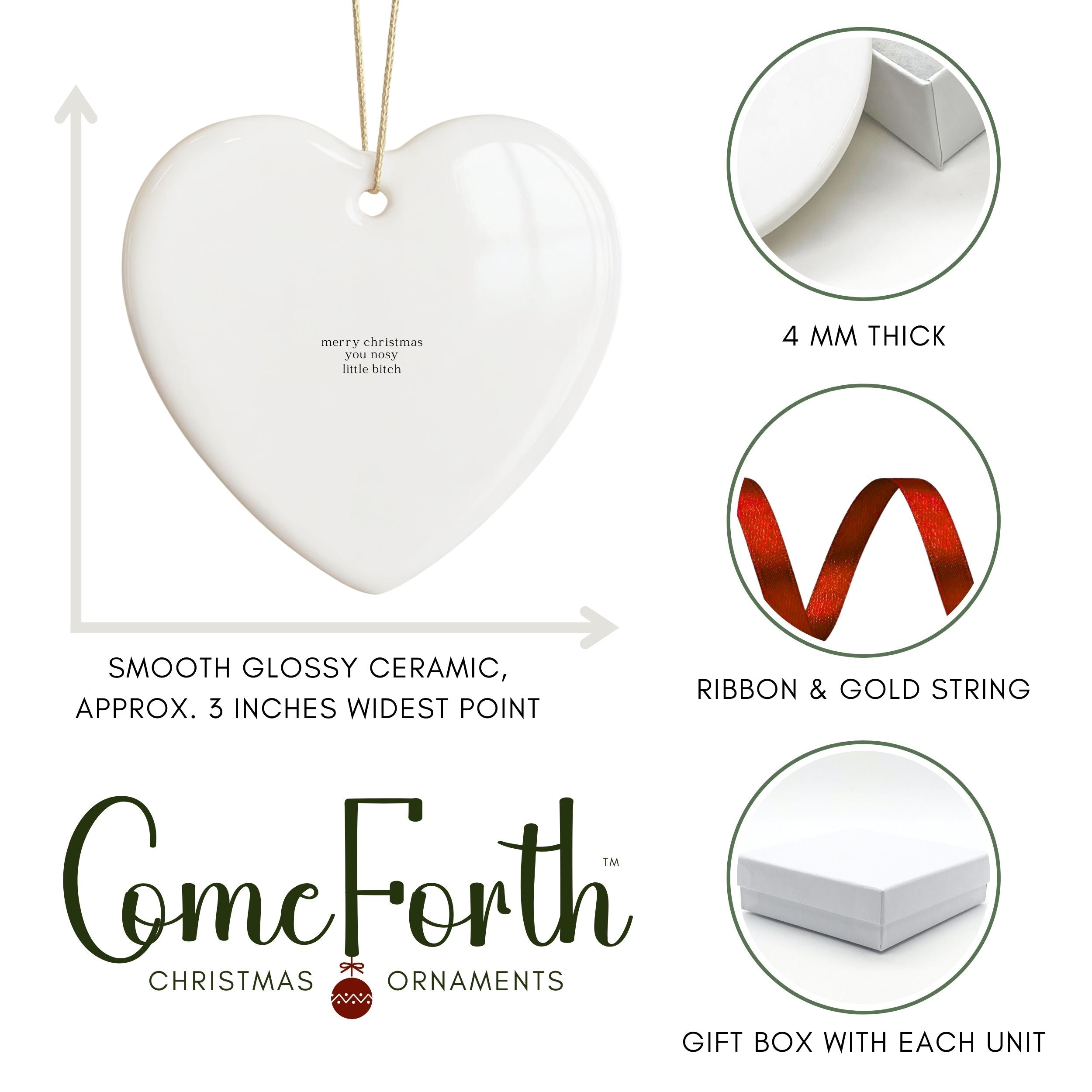 Funny Christmas Ornaments, Snarky Holiday Gifts for Women, Wholesale Case of 4