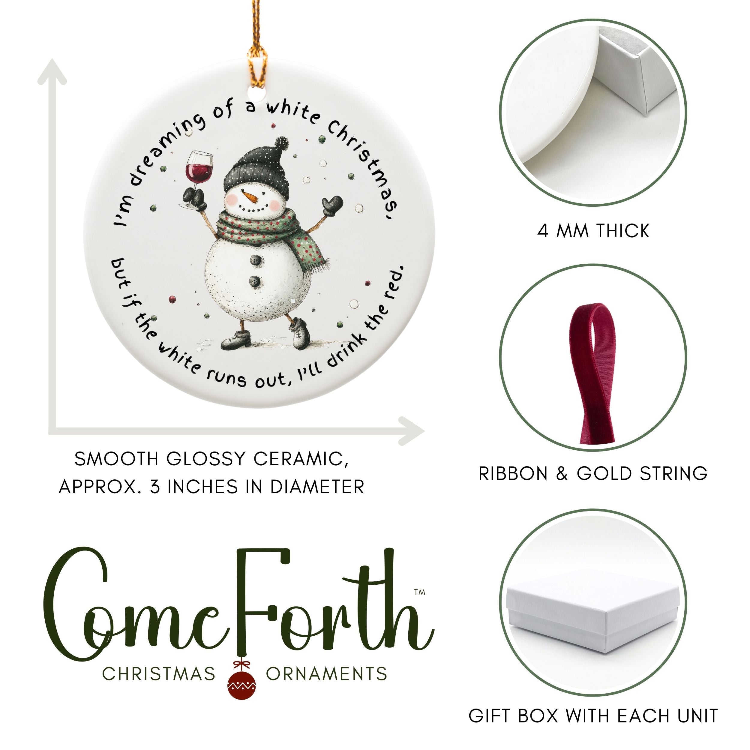 Funny Wine Gifts, Friendship Christmas Ornaments for Women, Wholesale Case of 4