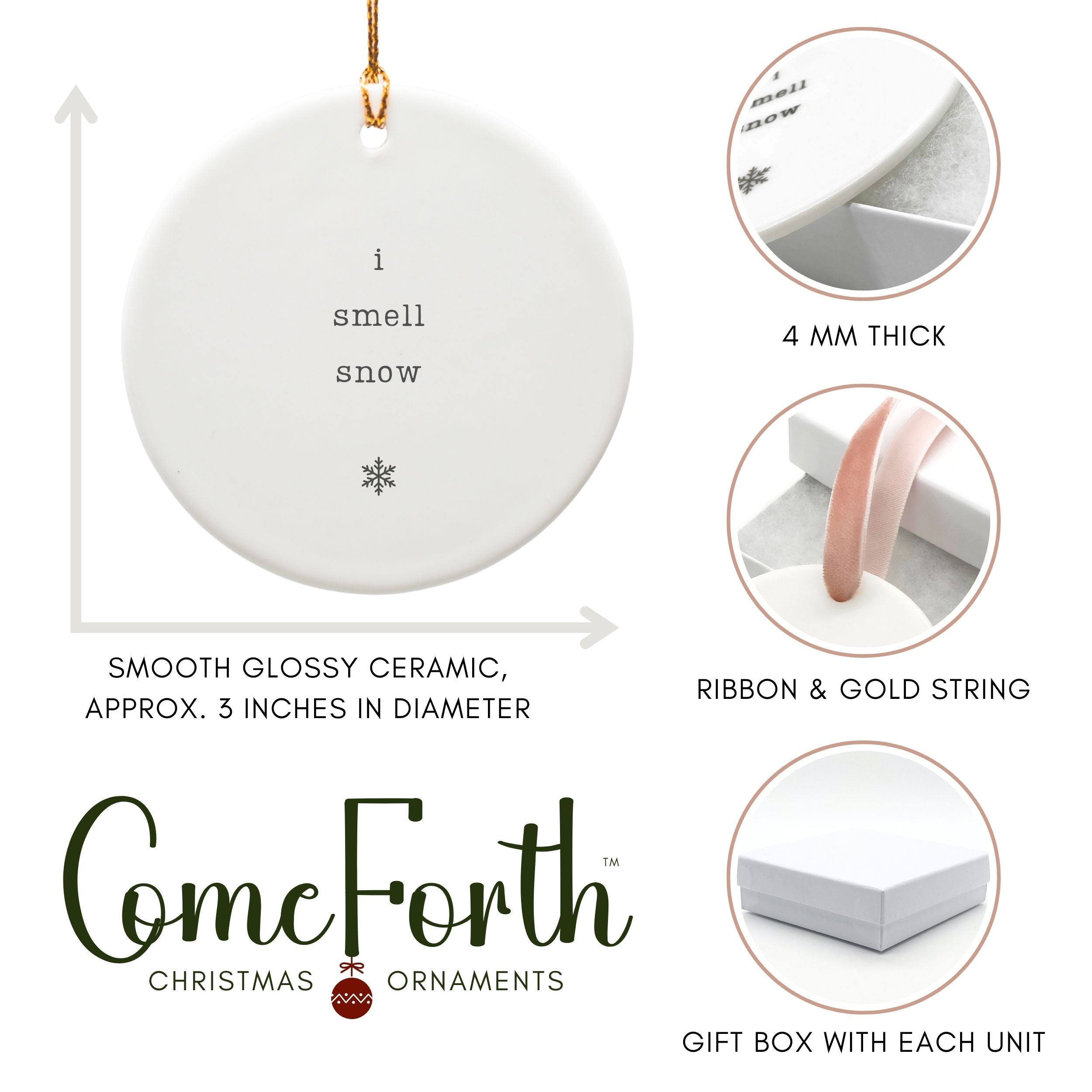 I Smell Snow Christmas Ornament, Gift for Gilmore Girls Fans, Wholesale Case of 4