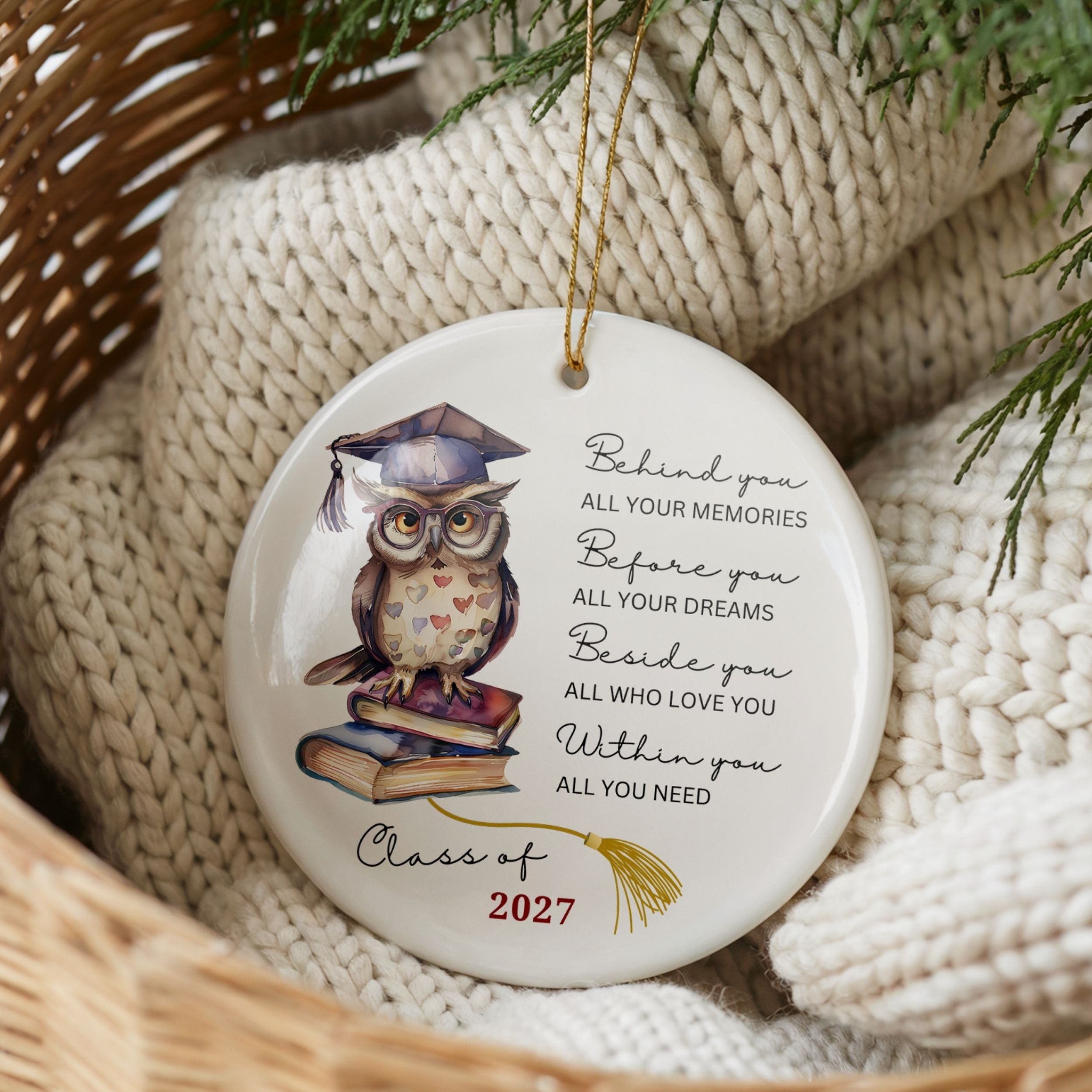 Class of 2026 Christmas Ornament, Wise Owl Graduation Gift