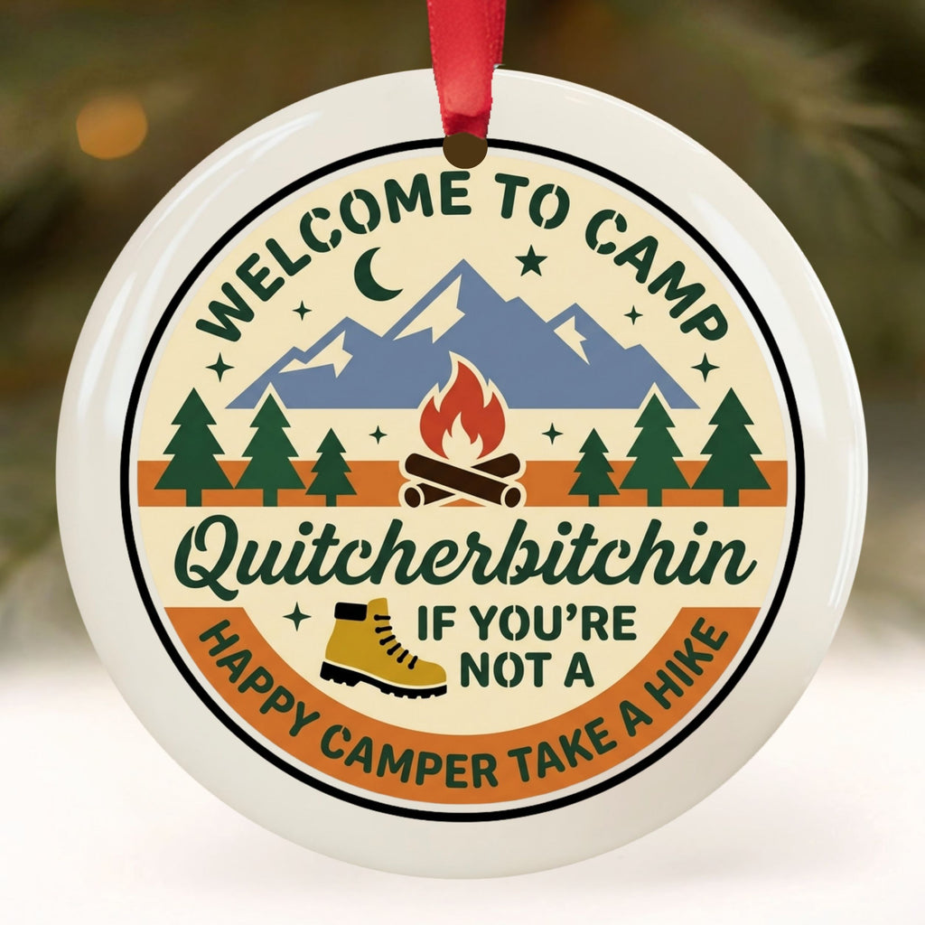 Happy Camper Ornament, Funny Camping Souvenir Gift, Wholesale Case of 4
