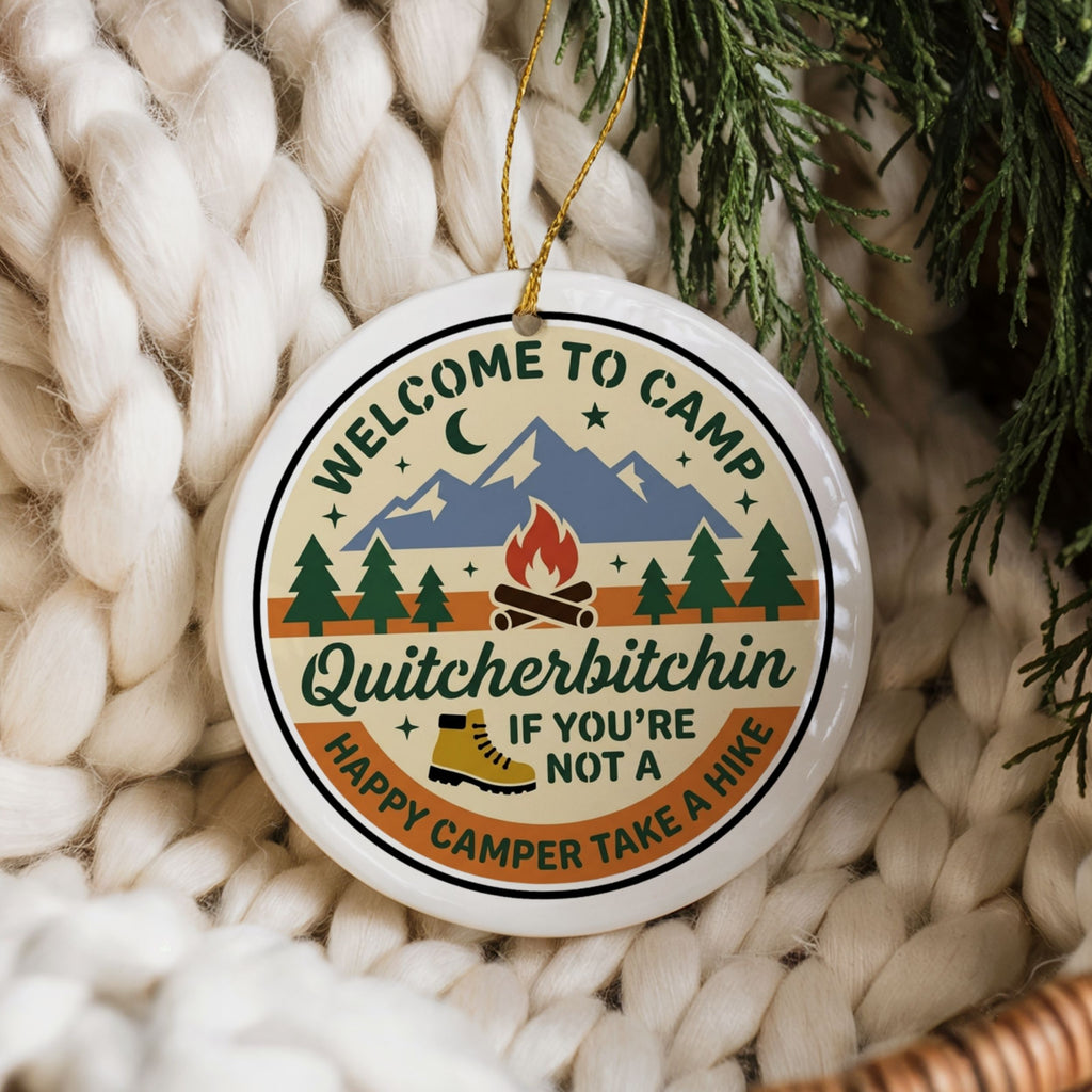 Happy Camper Ornament, Funny Camping Souvenir Gift, Wholesale Case of 4