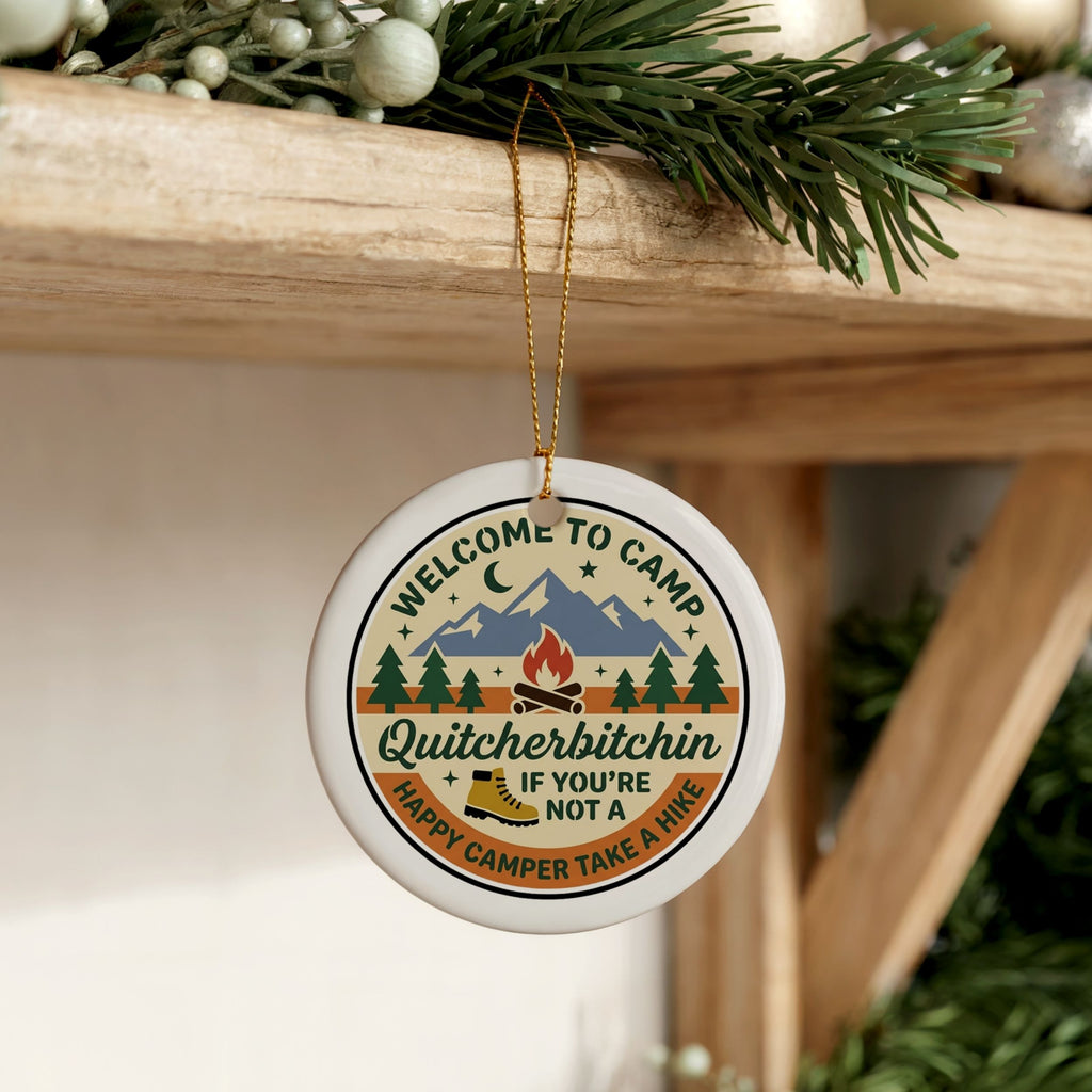Happy Camper Ornament, Funny Camping Souvenir Gift, Wholesale Case of 4