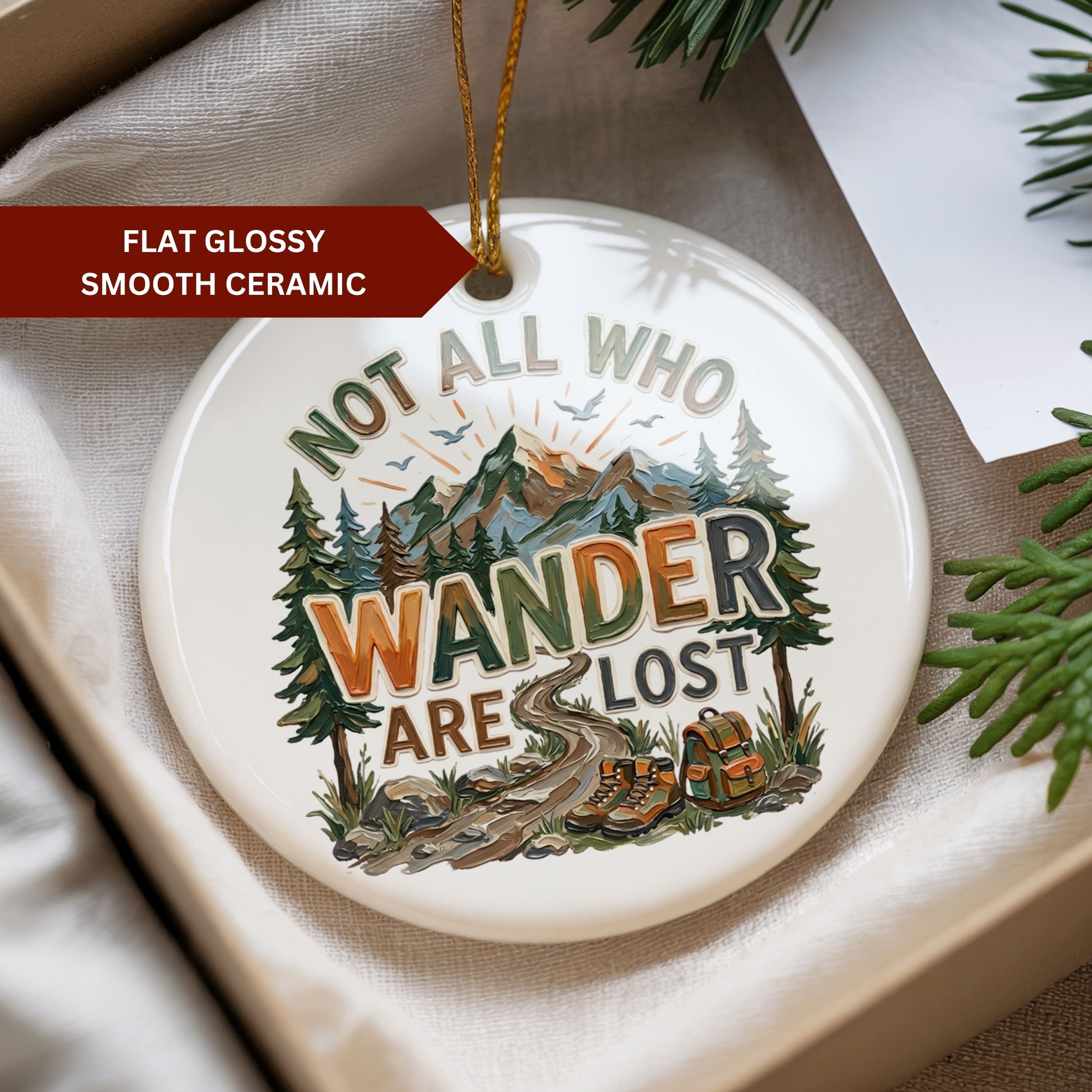 Hiking Christmas Ornament, Mountain Nature Gift, Wholesale Case of 4