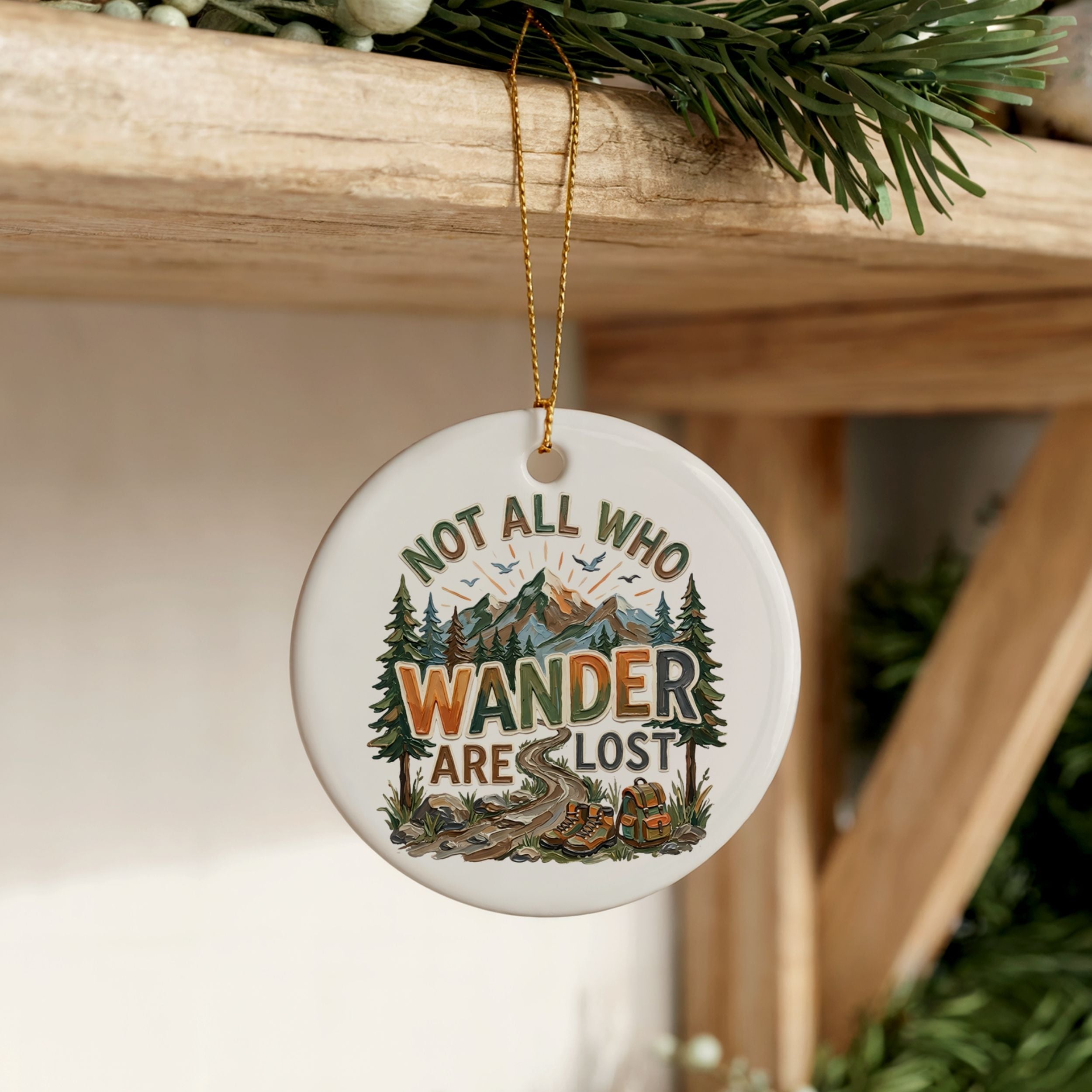 Hiking Christmas Ornament, Mountain Nature Gift, Wholesale Case of 4