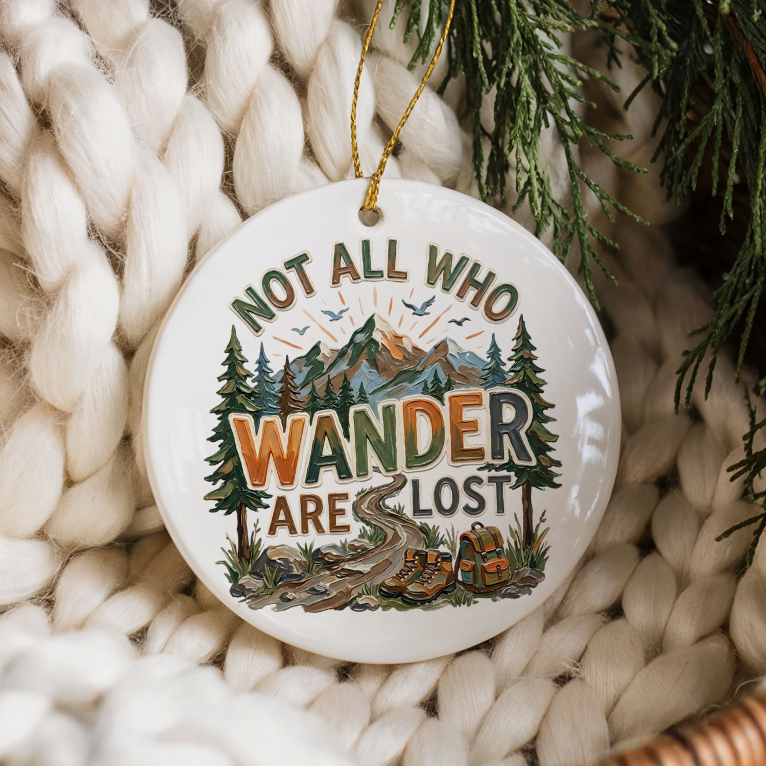 Hiking Christmas Ornament, Mountain Nature Gift, Wholesale Case of 4