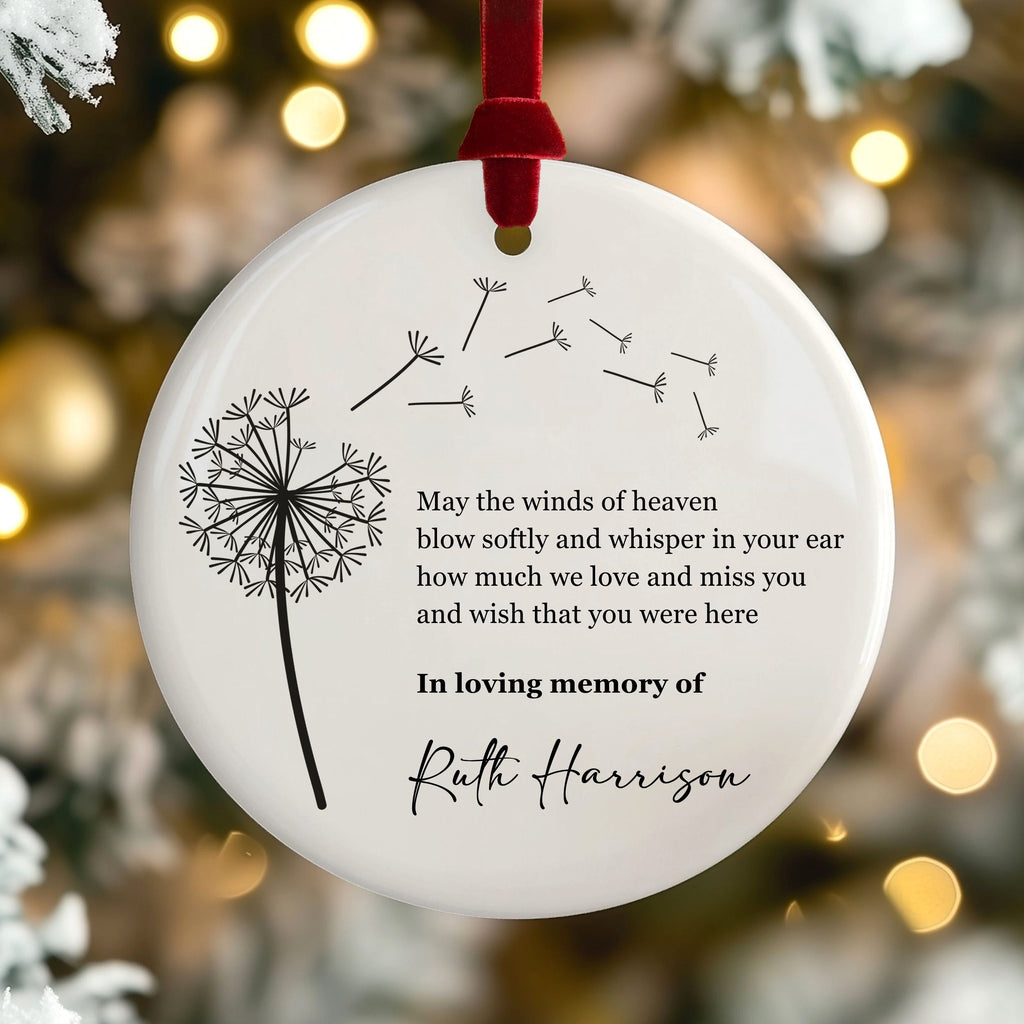 Dandelion Memorial Christmas Ornament, Personalized Sympathy Gift