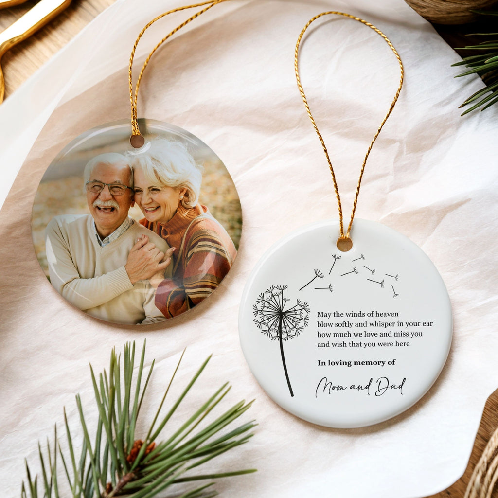 Dandelion Memorial Christmas Ornament, Personalized Sympathy Gift