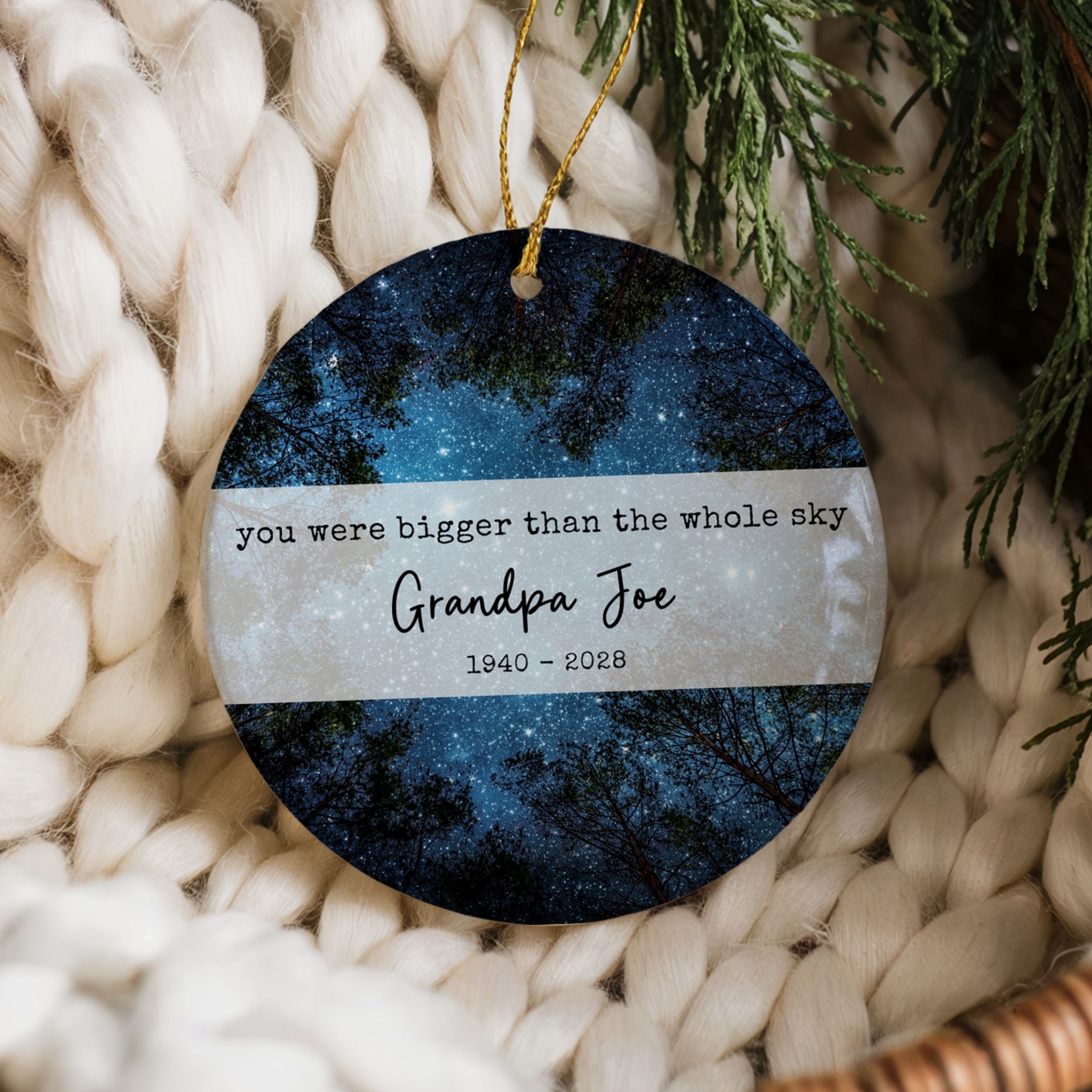Memorial Ornament, You Were Bigger Than the Whole Sky
