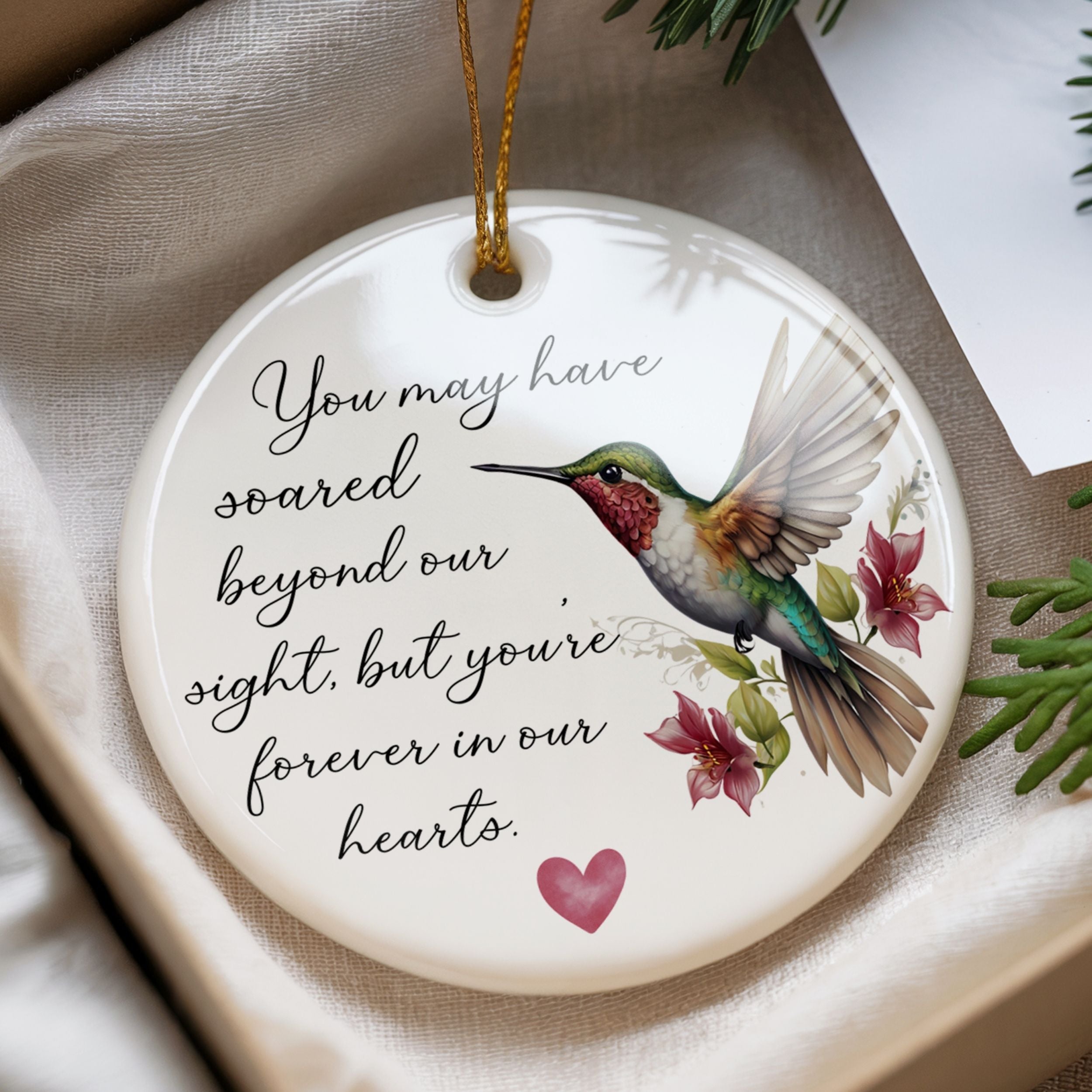 Hummingbird Memorial Christmas Ornament, Bulk Sympathy Gifts, Wholesale Case of 4