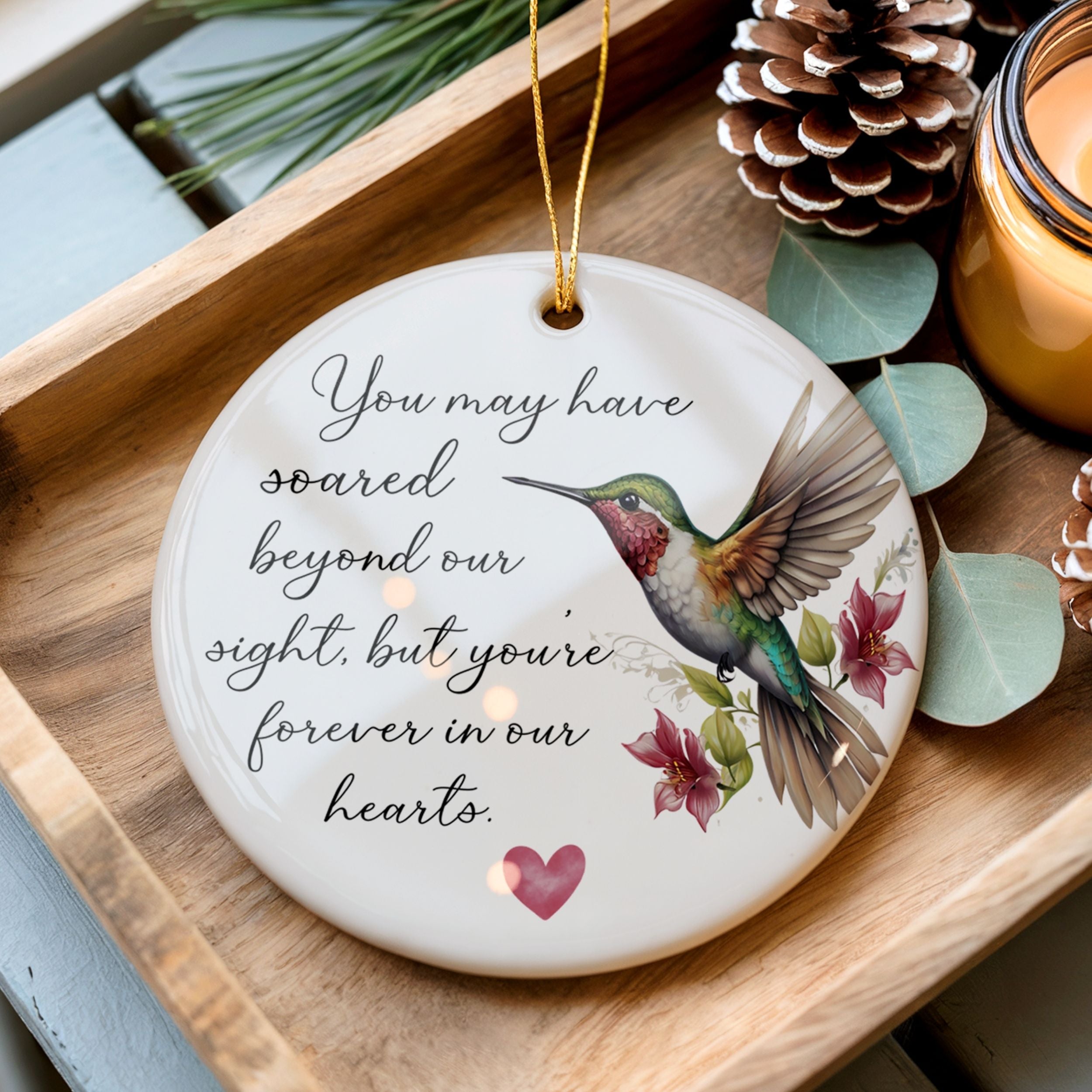 Hummingbird Memorial Christmas Ornament, Bulk Sympathy Gifts, Wholesale Case of 4