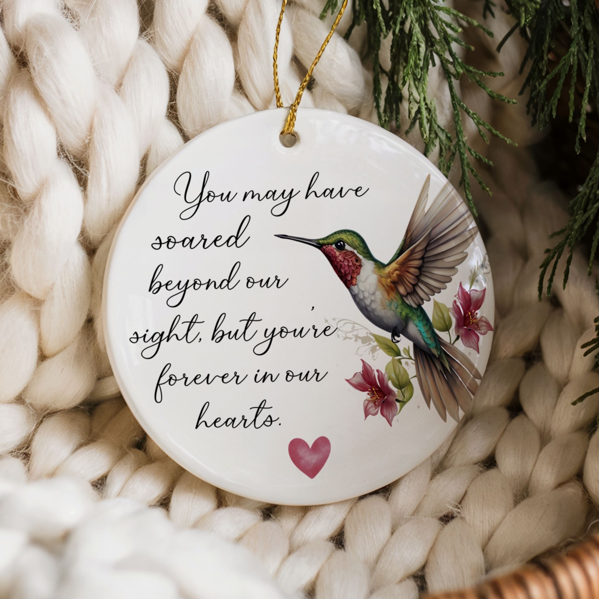 Hummingbird Memorial Christmas Ornament, Bulk Sympathy Gifts, Wholesale Case of 4