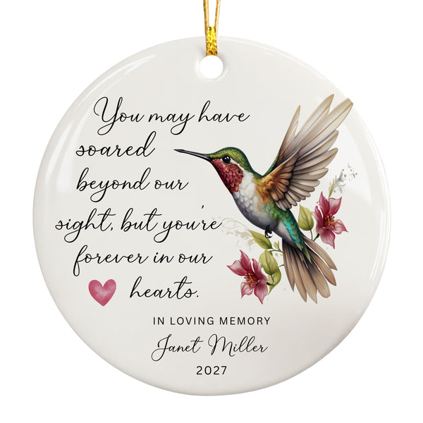 Hummingbird Memorial Ornament, Personalized Sympathy Gift
