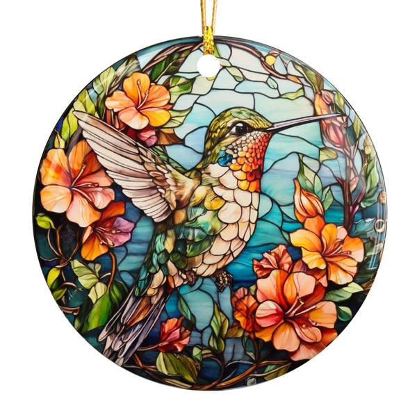 Hummingbird Ornament, Stained Glass Style Bird Sympathy Gift