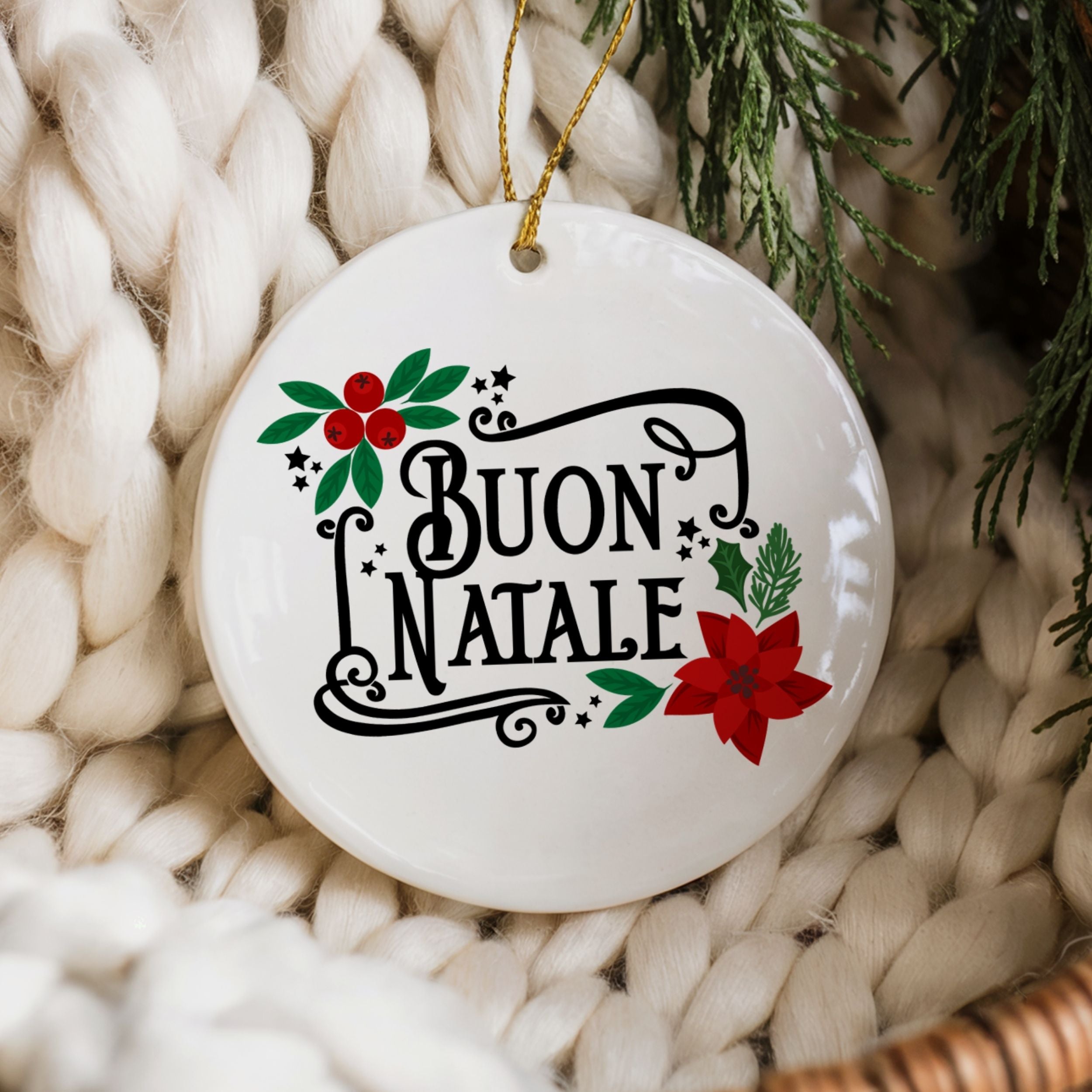 Italy Christmas Ornament, Buon Natale, Italian Souvenir, Wholesale Case of 4