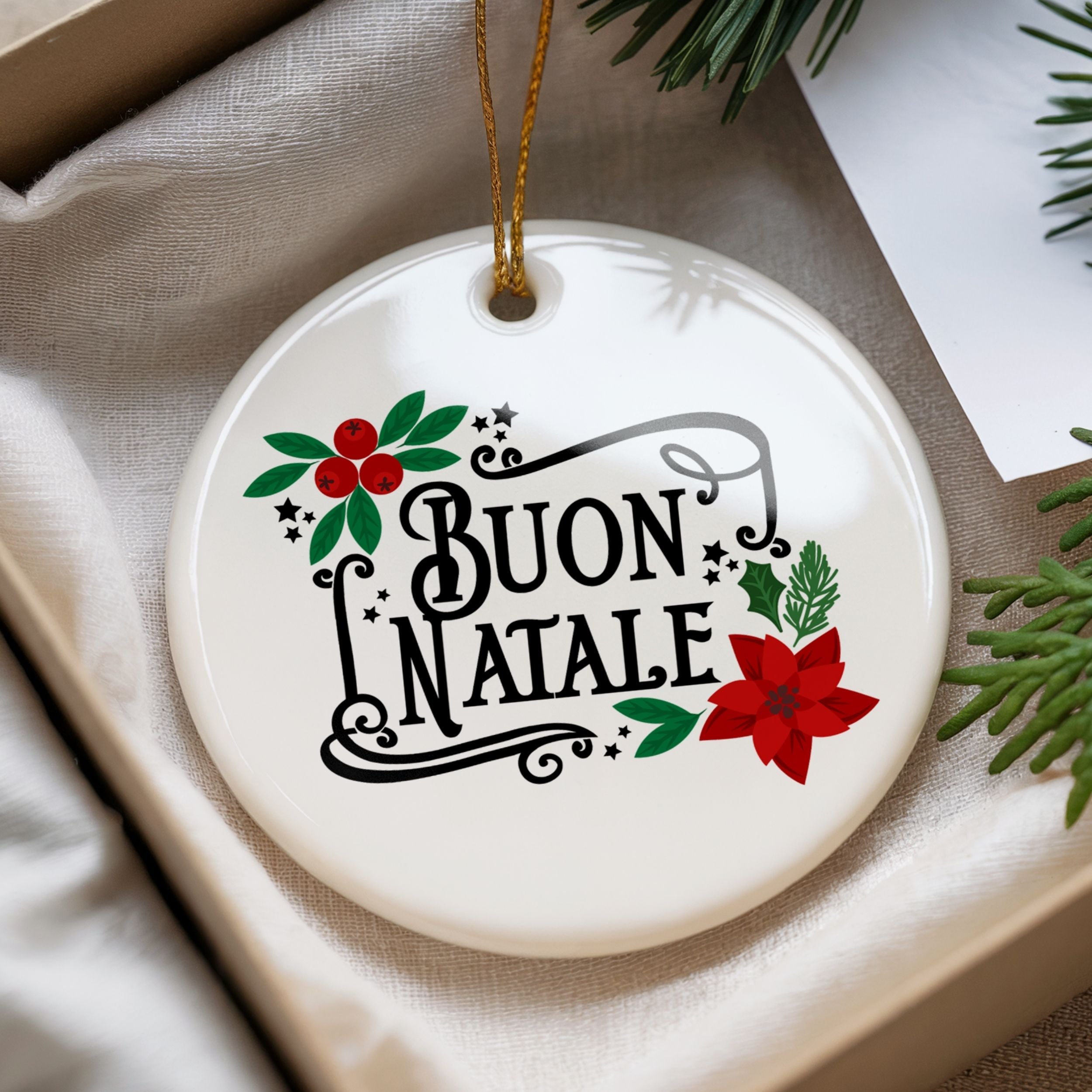 Italy Christmas Ornament, Buon Natale, Italian Souvenir, Wholesale Case of 4