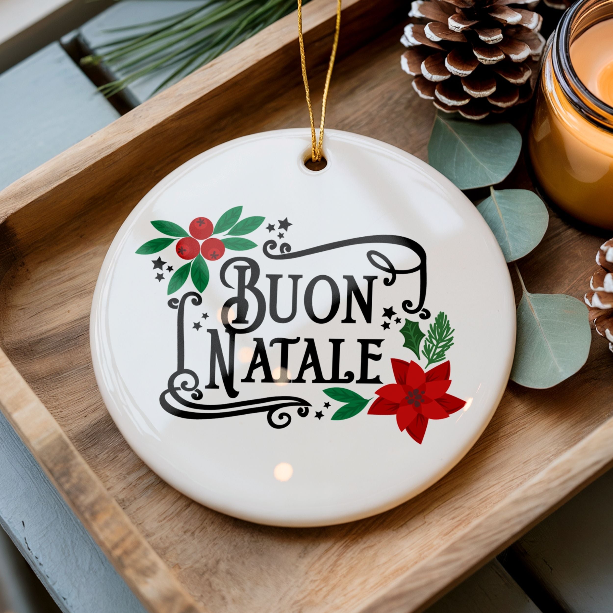 Italy Christmas Ornament, Buon Natale, Italian Souvenir, Wholesale Case of 4