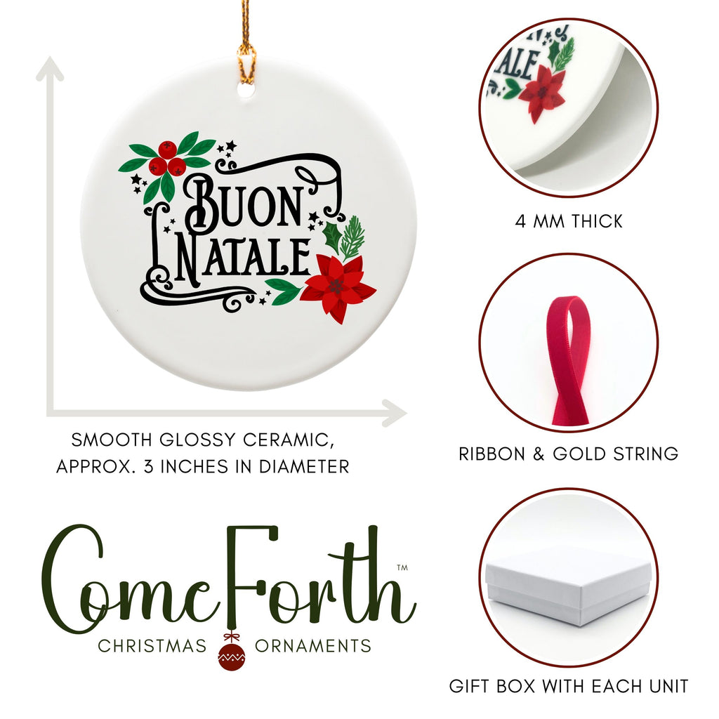 Italy Christmas Ornament, Buon Natale, Italian Souvenir, Wholesale Case of 4