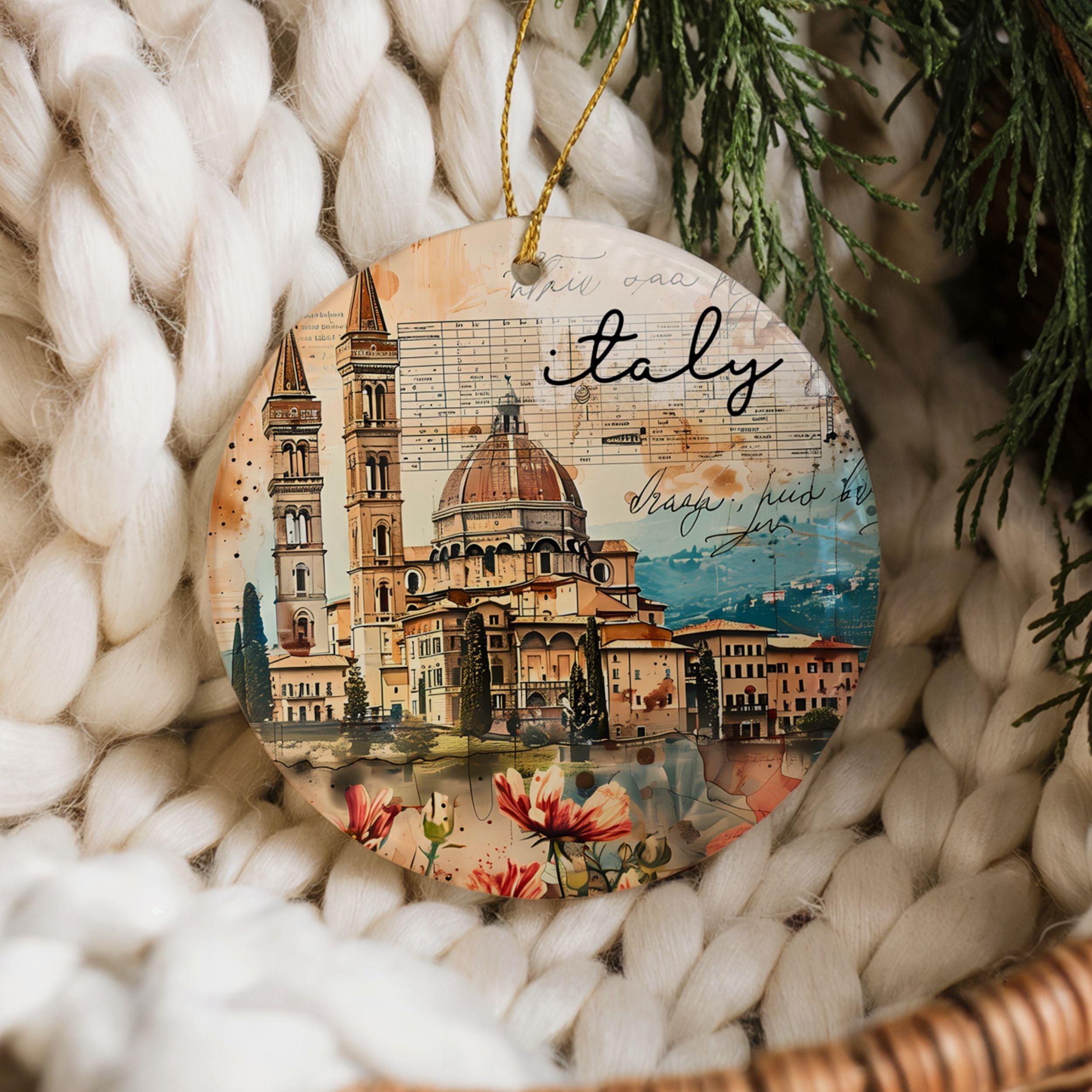 Italy Souvenir Gifts, Tuscany Italian Christmas Ornament, Wholesale Case of 4