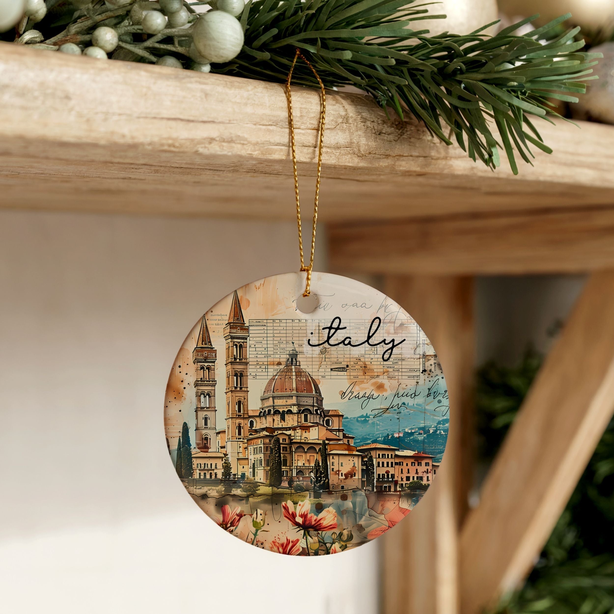 Italy Souvenir Gifts, Tuscany Italian Christmas Ornament, Wholesale Case of 4