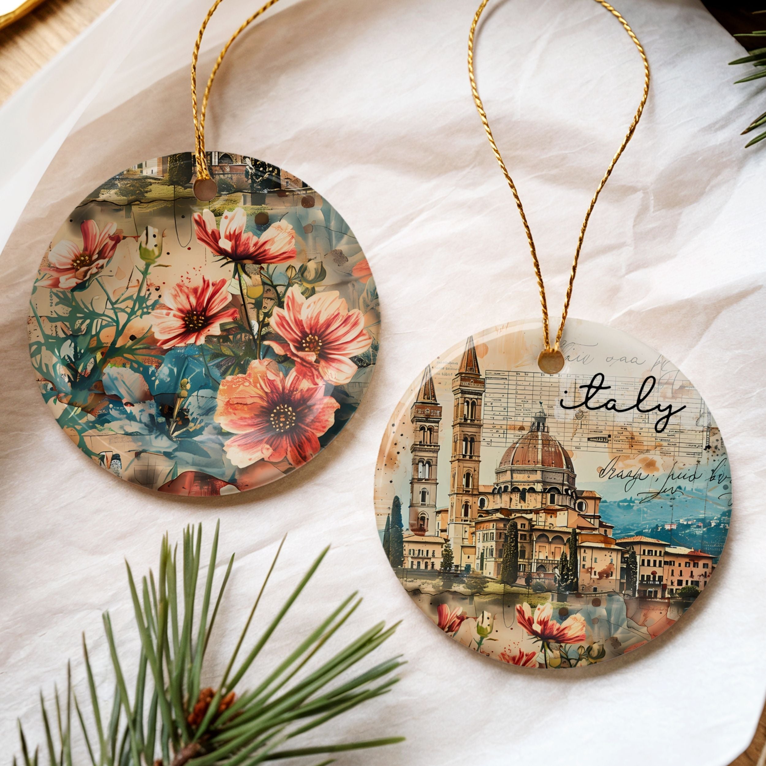 Italy Souvenir Gifts, Tuscany Italian Christmas Ornament, Wholesale Case of 4