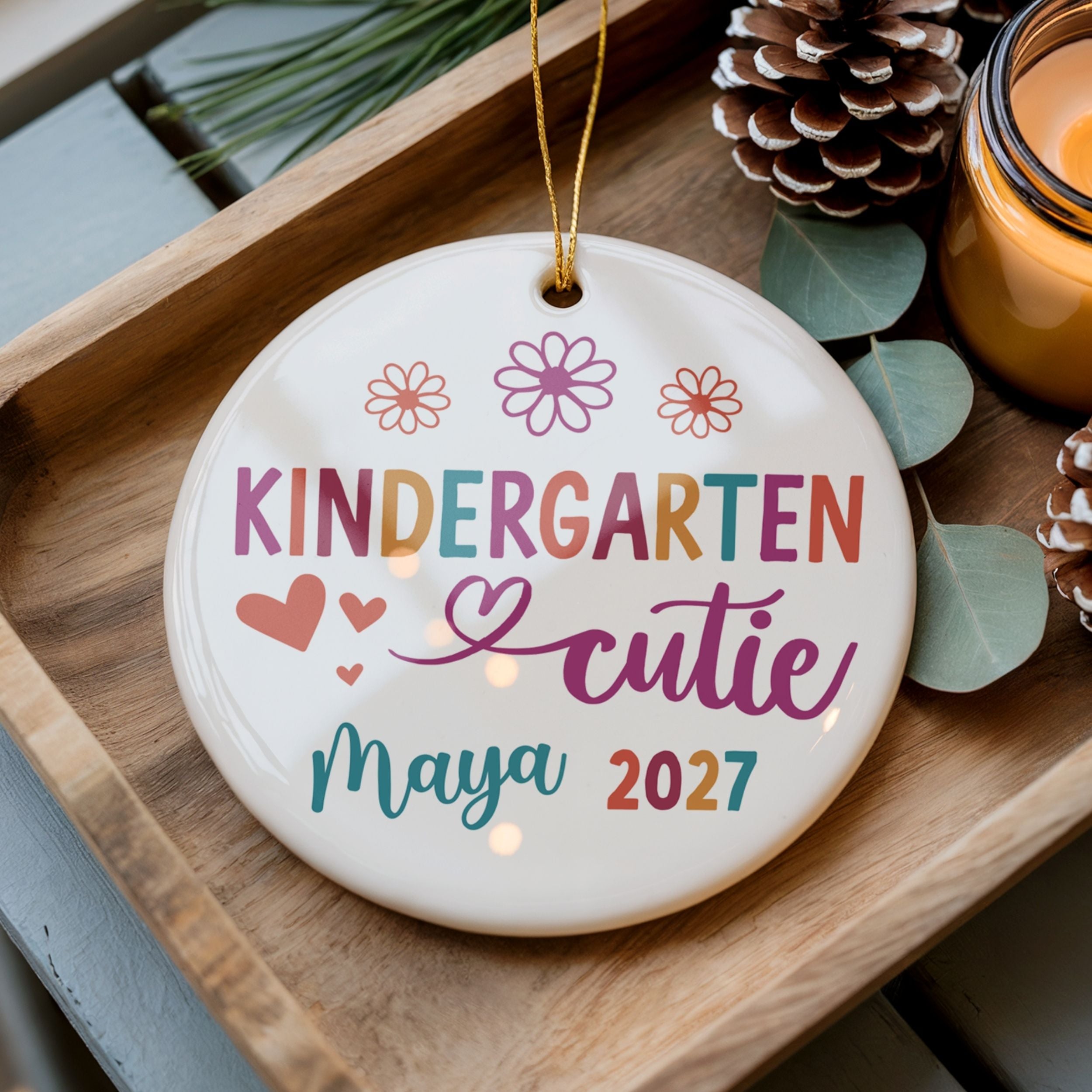 Kindergarten Girl Ornament, First Day of School Keepsake