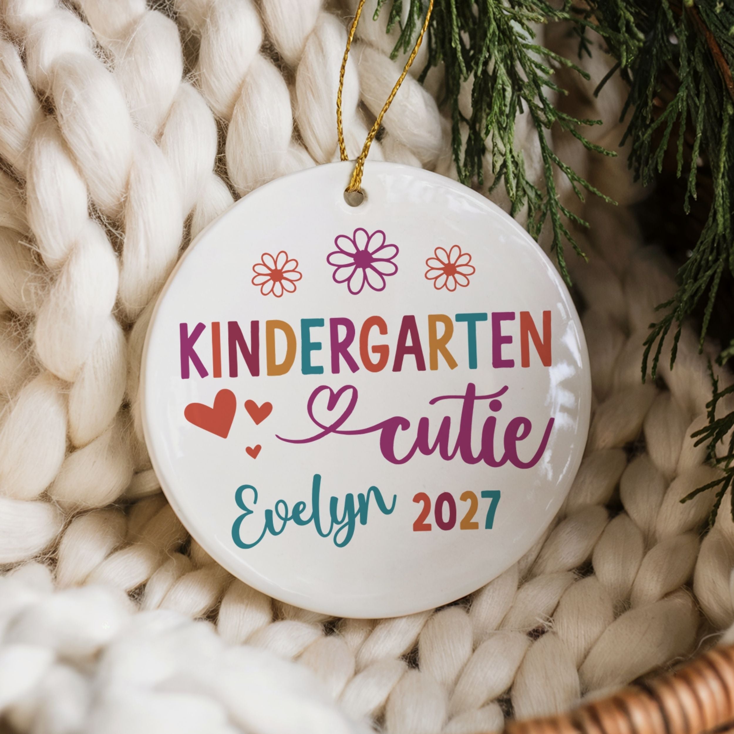Kindergarten Girl Ornament, First Day of School Keepsake