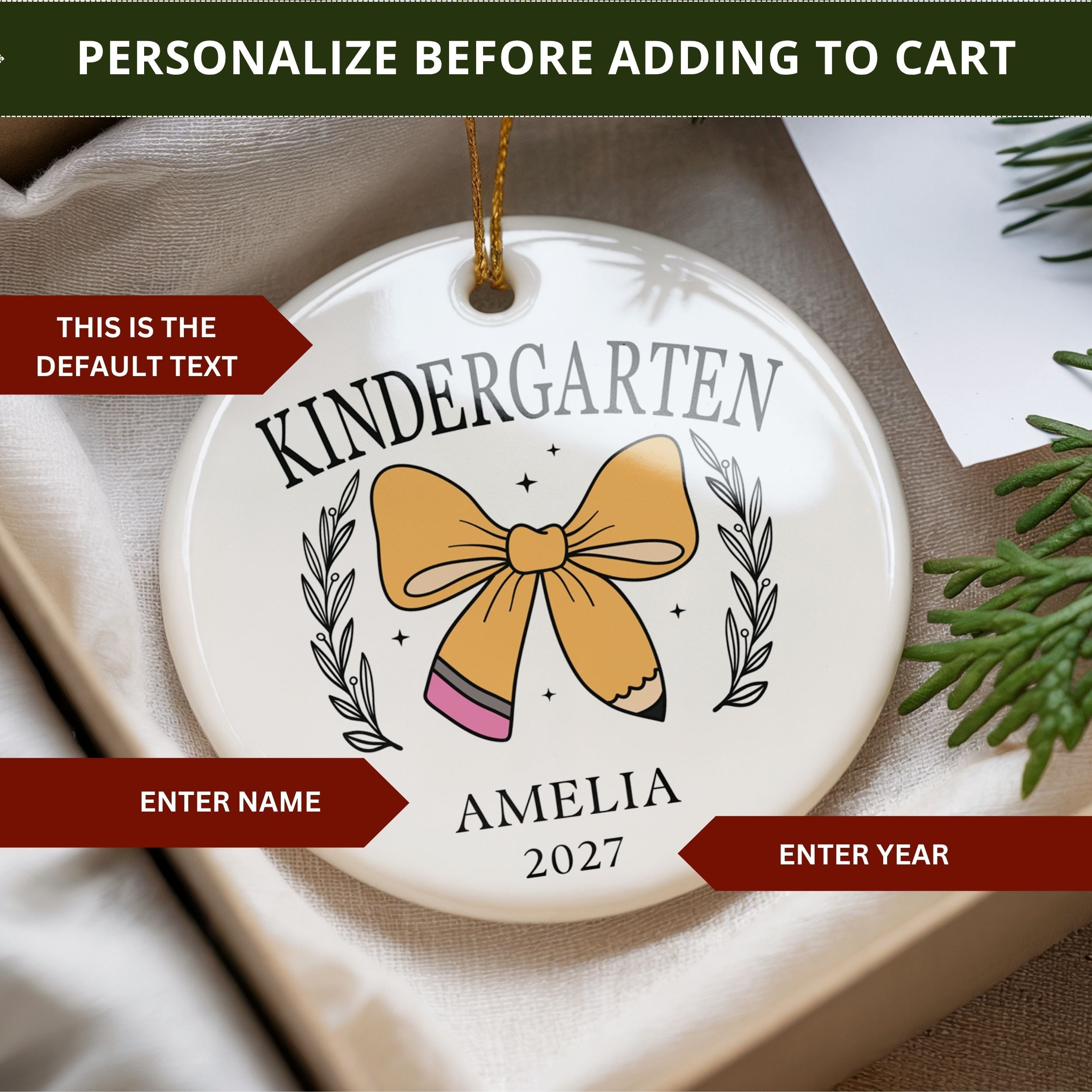Kindergarten Christmas Ornament, Preschool Graduation Gift