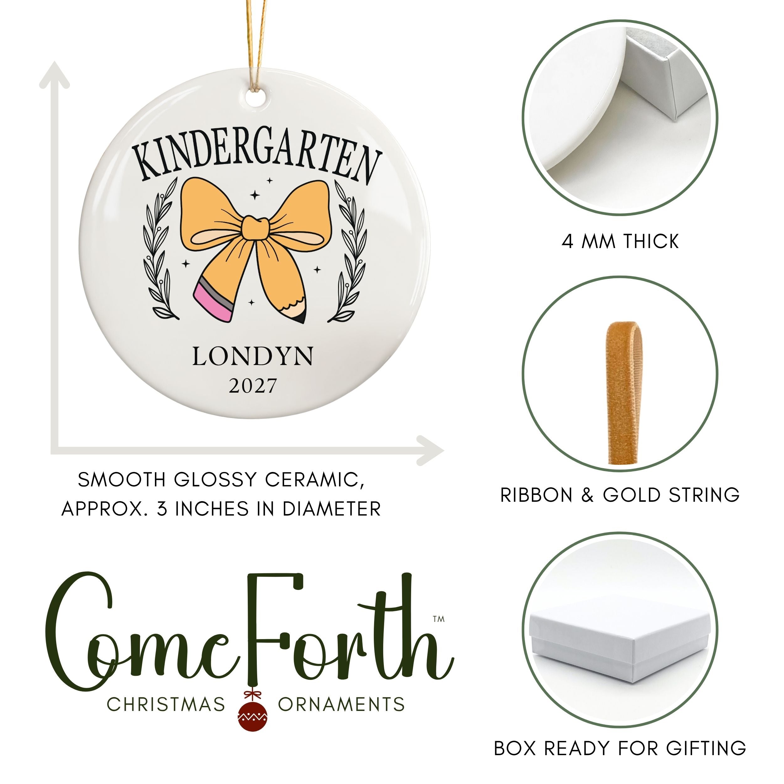 Kindergarten Christmas Ornament, Preschool Graduation Gift