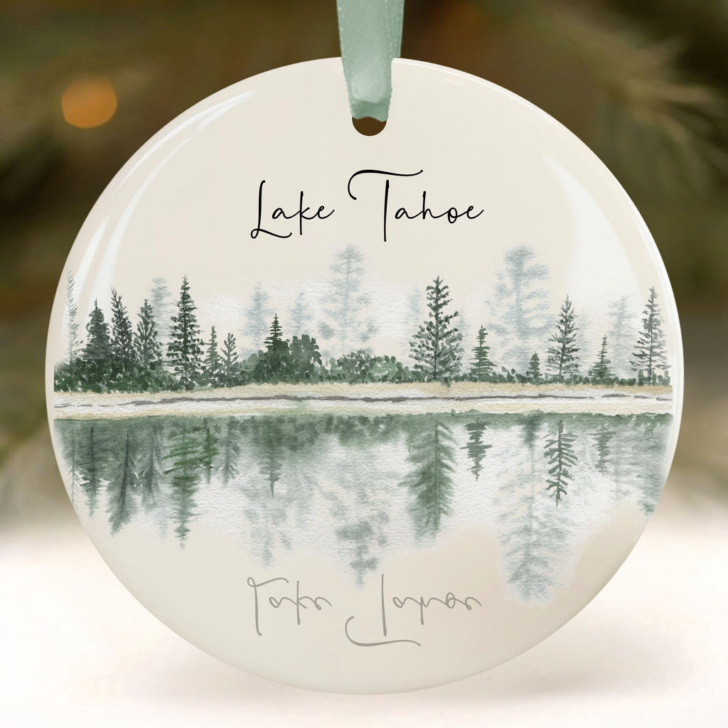 Lake Name Christmas Ornament, Reflection Mountain Cabin Gifts, Wholesale Case of 4