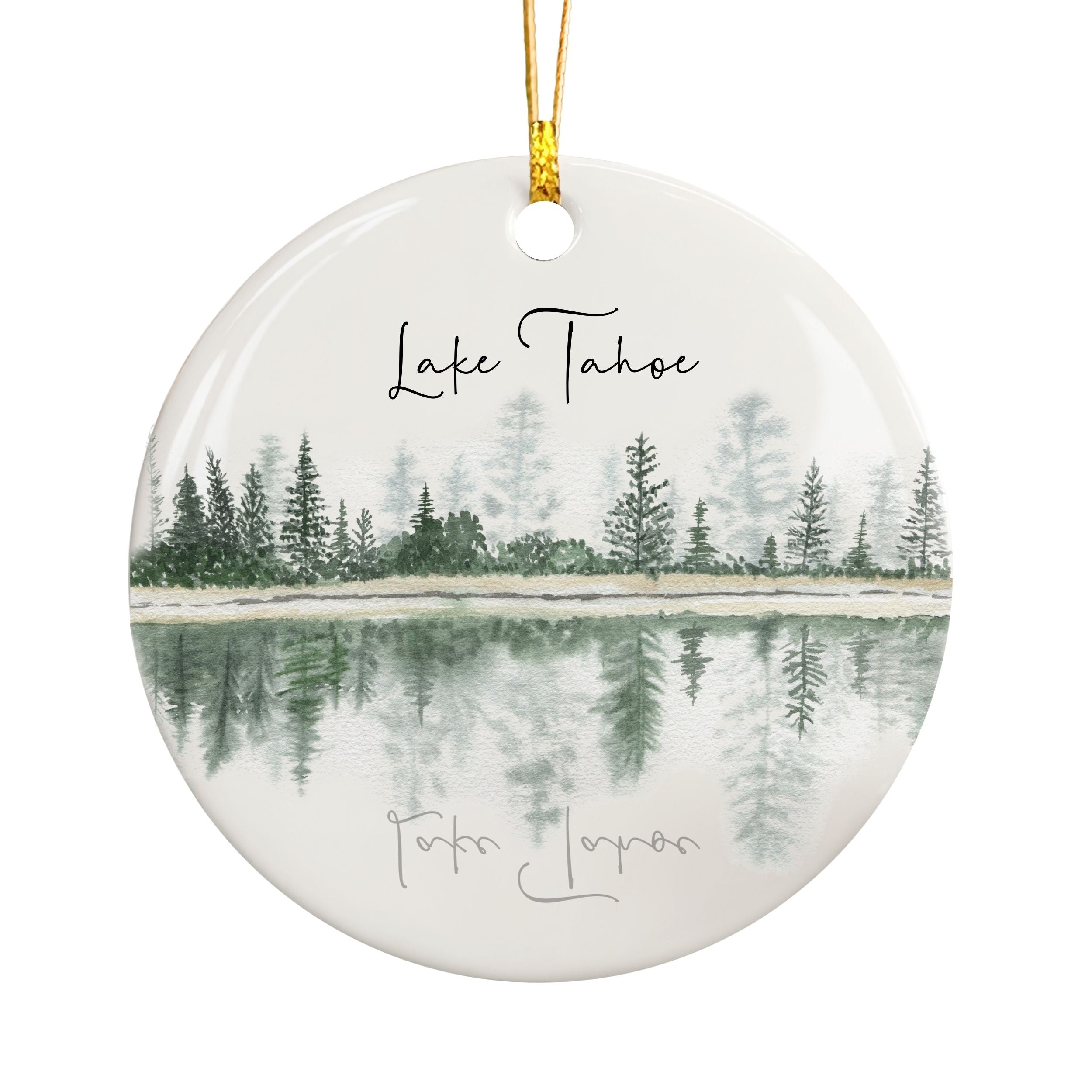 Lake Name Christmas Ornament, Reflection Mountain Cabin Gifts, Wholesale Case of 4