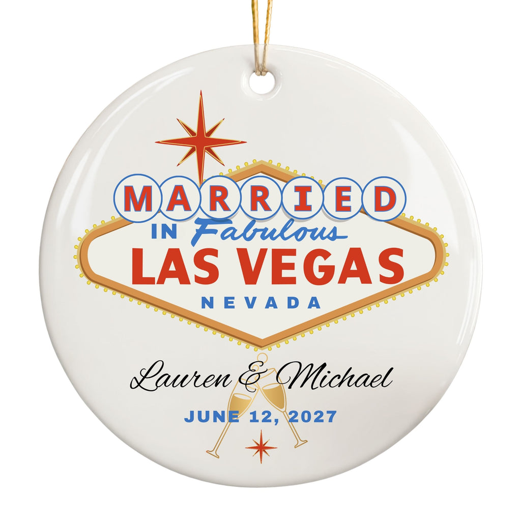 Las Vegas Married Ornament, Personalized Wedding Gift
