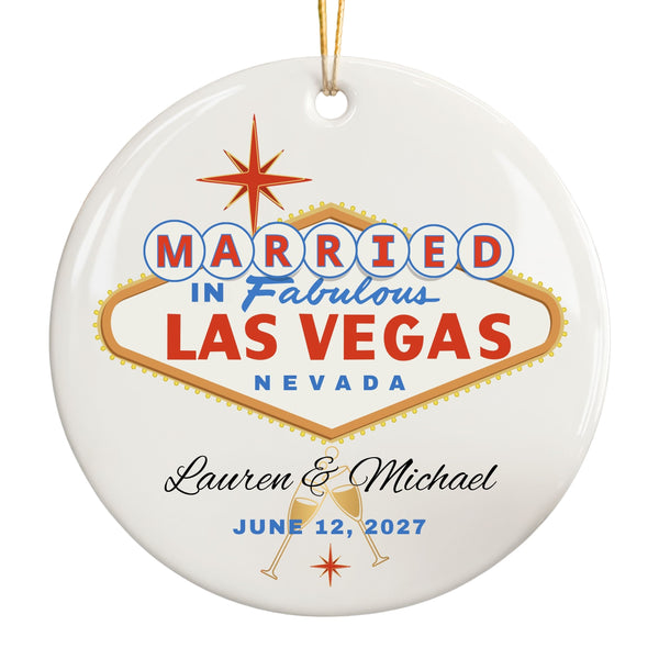 Las Vegas Married Ornament, Personalized Wedding Gift