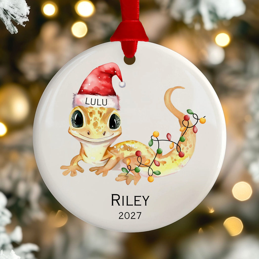 Personalized Gecko Ornament, Pet Lizard Bearded Dragon Christmas Keepsake