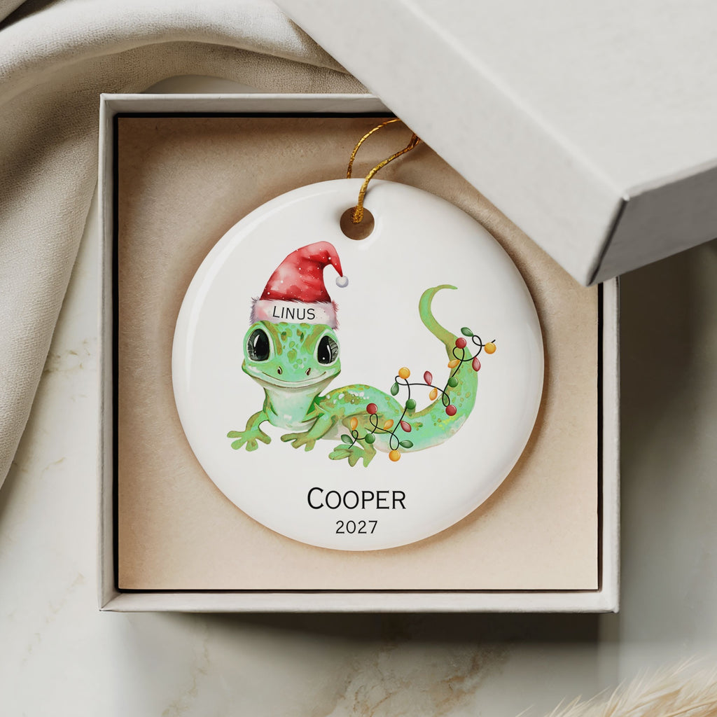 Personalized Gecko Ornament, Pet Lizard Bearded Dragon Christmas Keepsake