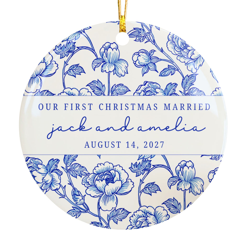 Chinoiserie Married Ornament, Our First Christmas Personalized Gift