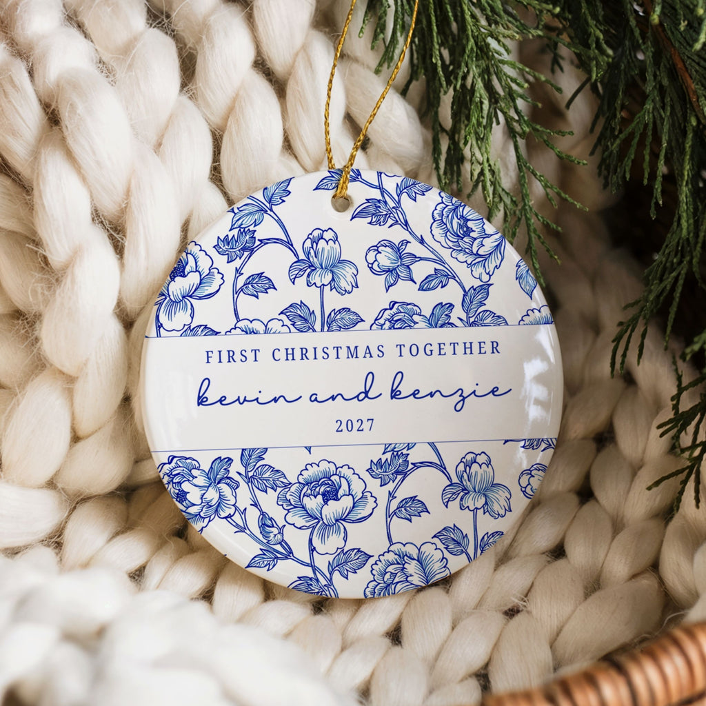 Chinoiserie Married Ornament, Our First Christmas Personalized Gift