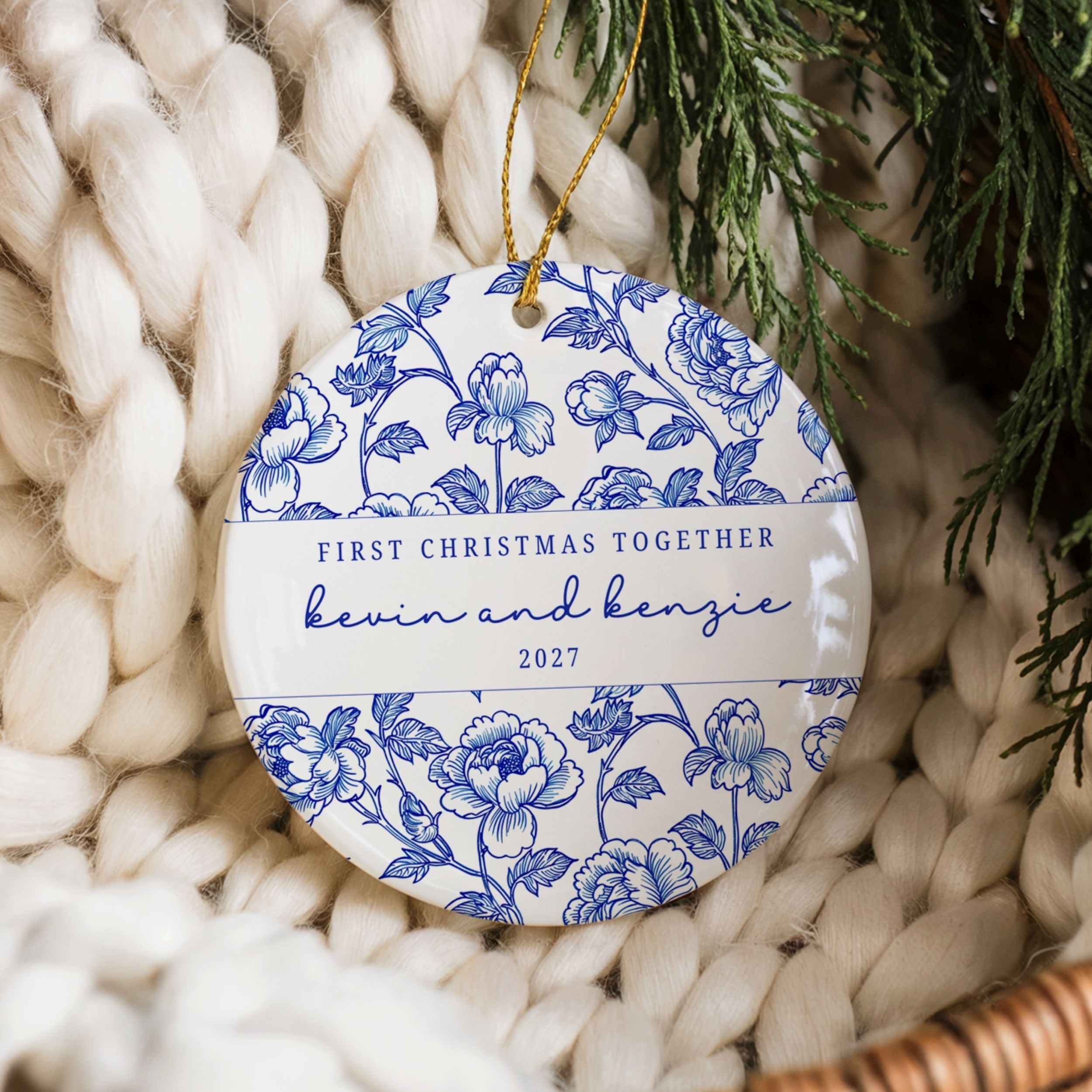 Chinoiserie Married Ornament, Our First Christmas Personalized Gift