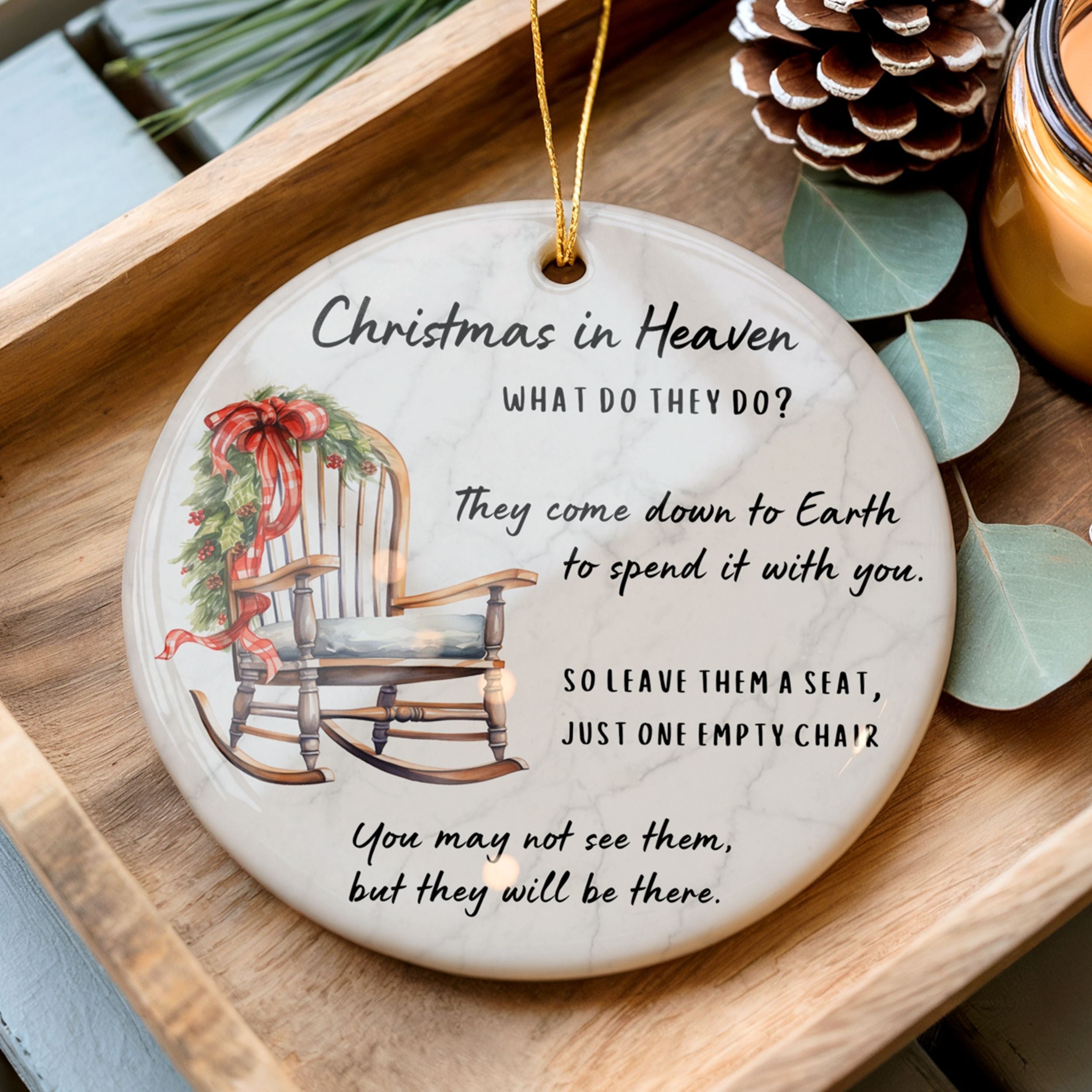 Memorial Christmas Chair Ornament, Bulk Sympathy Gifts, Wholesale Case of 4