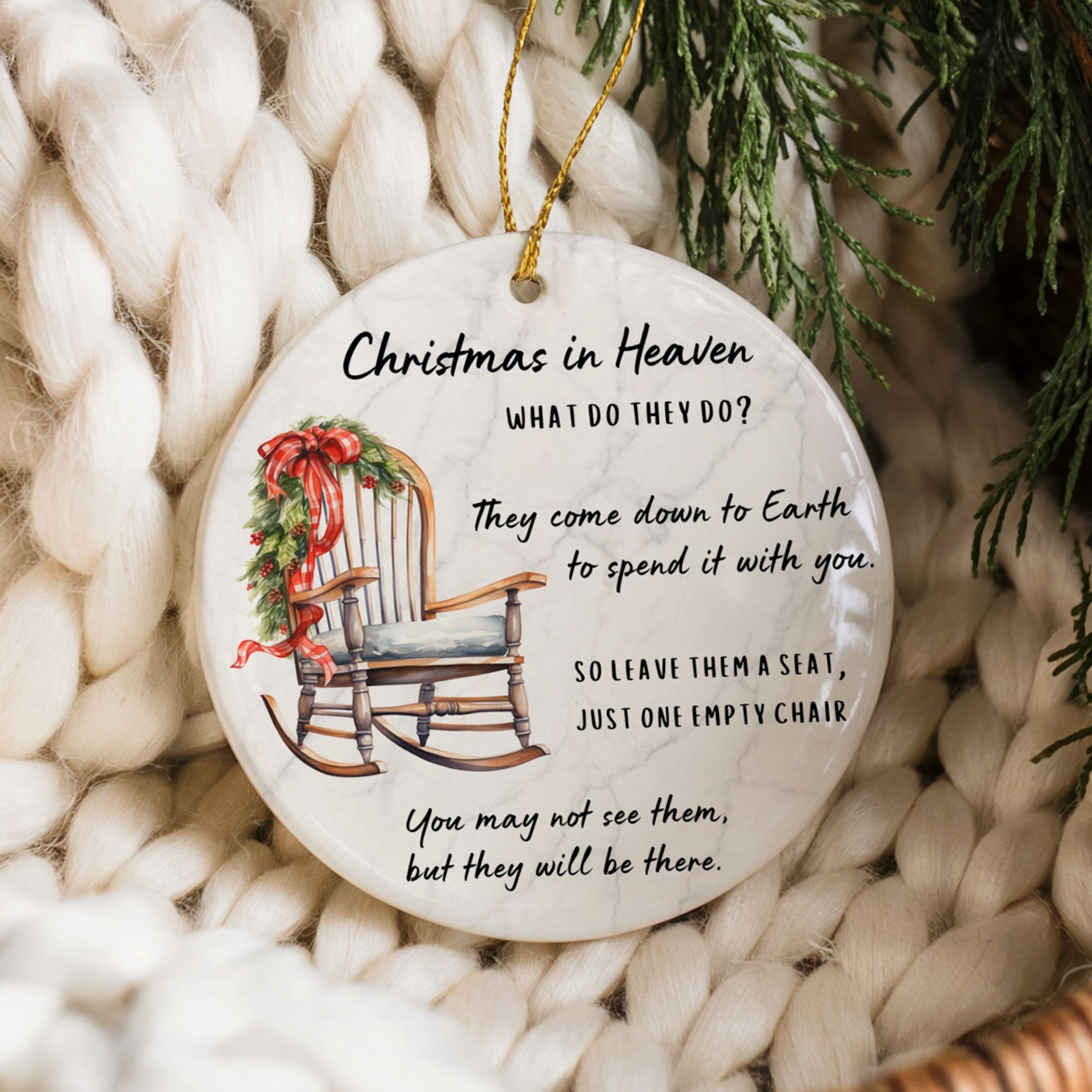 Memorial Christmas Chair Ornament, Bulk Sympathy Gifts, Wholesale Case of 4