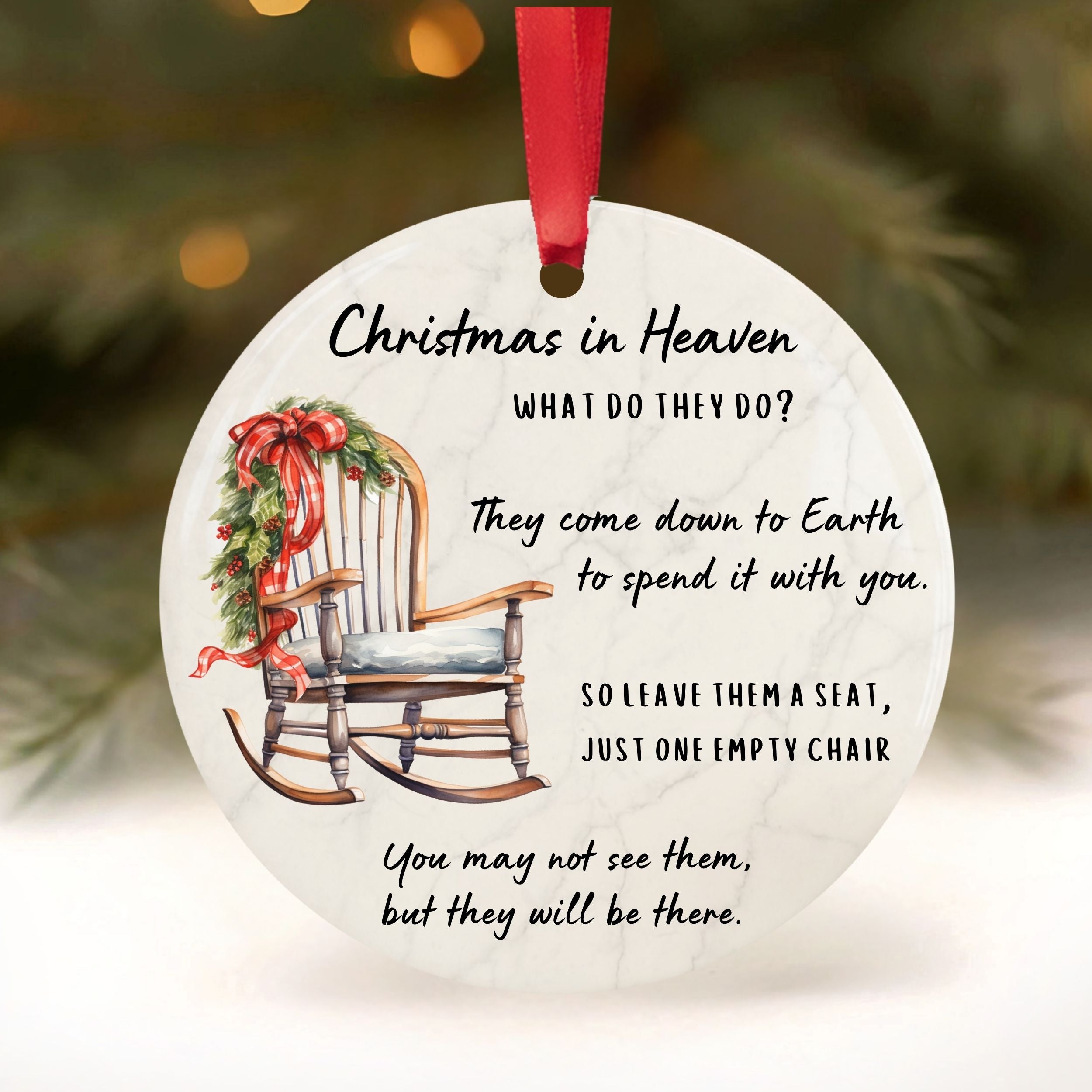 Memorial Christmas Chair Ornament, Bulk Sympathy Gifts, Wholesale Case of 4