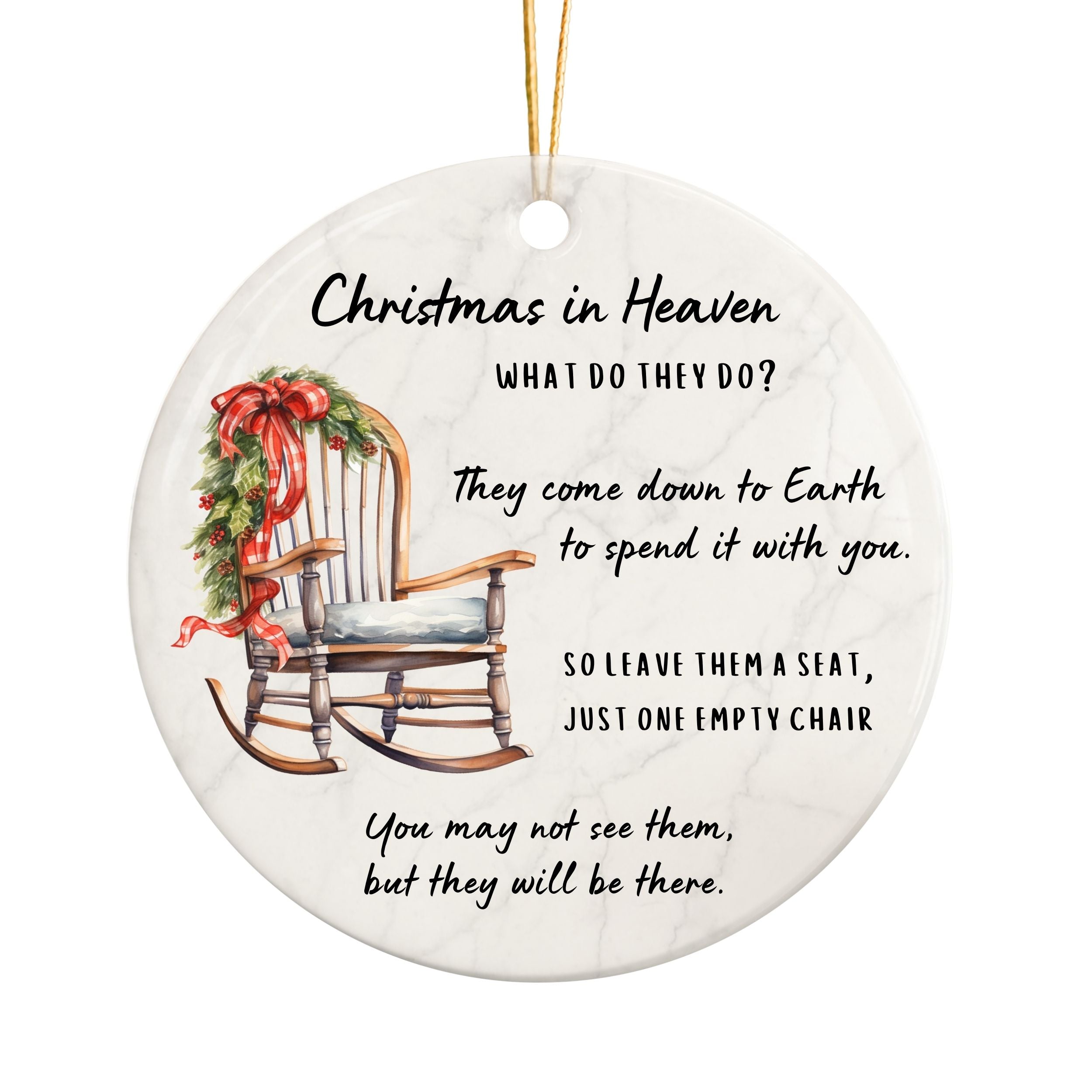 Memorial Christmas Chair Ornament, Bulk Sympathy Gifts, Wholesale Case of 4