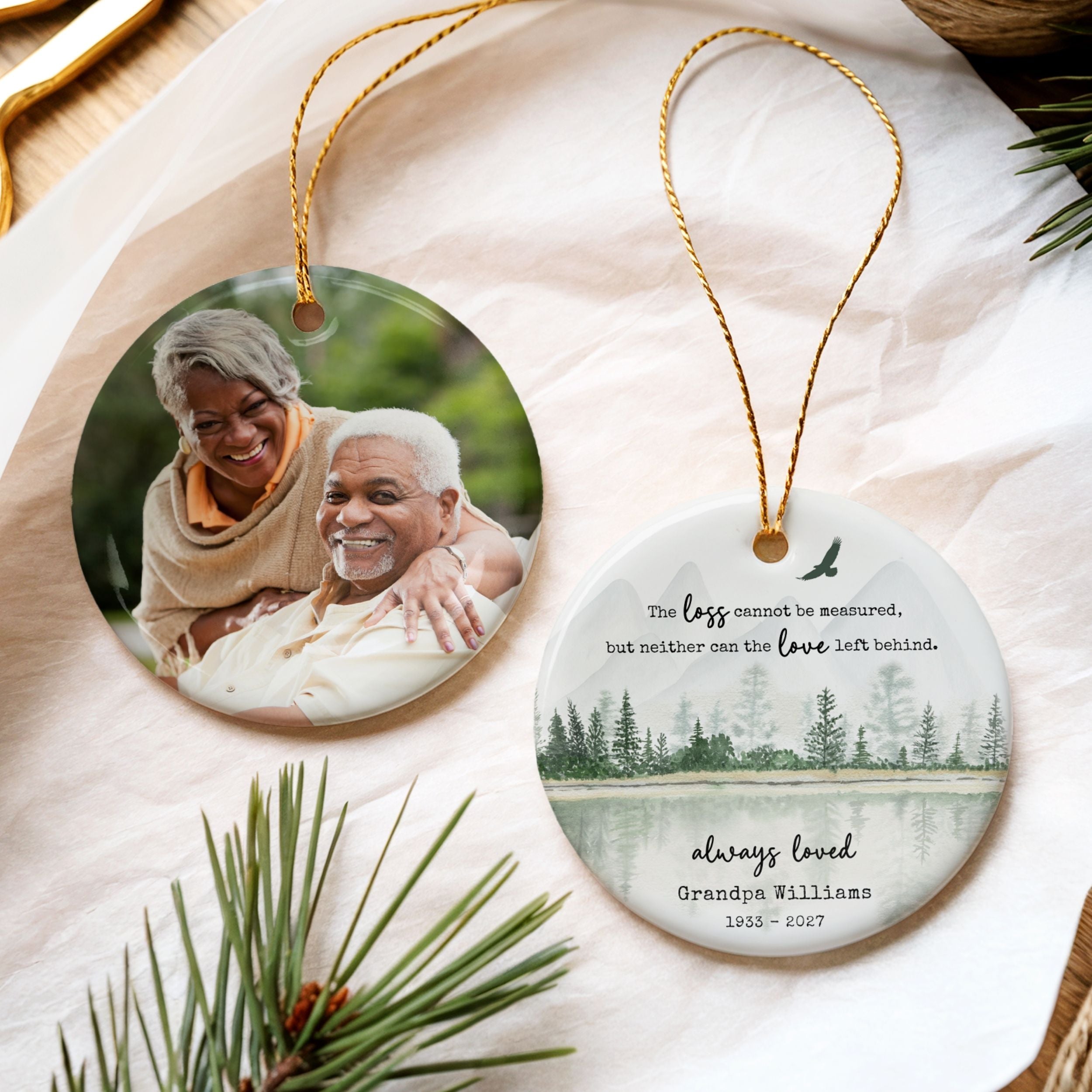 Always Loved Memorial Christmas Ornament, Personalized Sympathy Gift