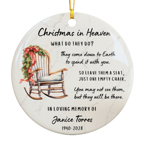 Christmas in Heaven Memorial Ornament, Custom Photo Sympathy Gift