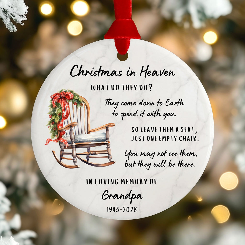 Christmas in Heaven Memorial Ornament, Custom Photo Sympathy Gift