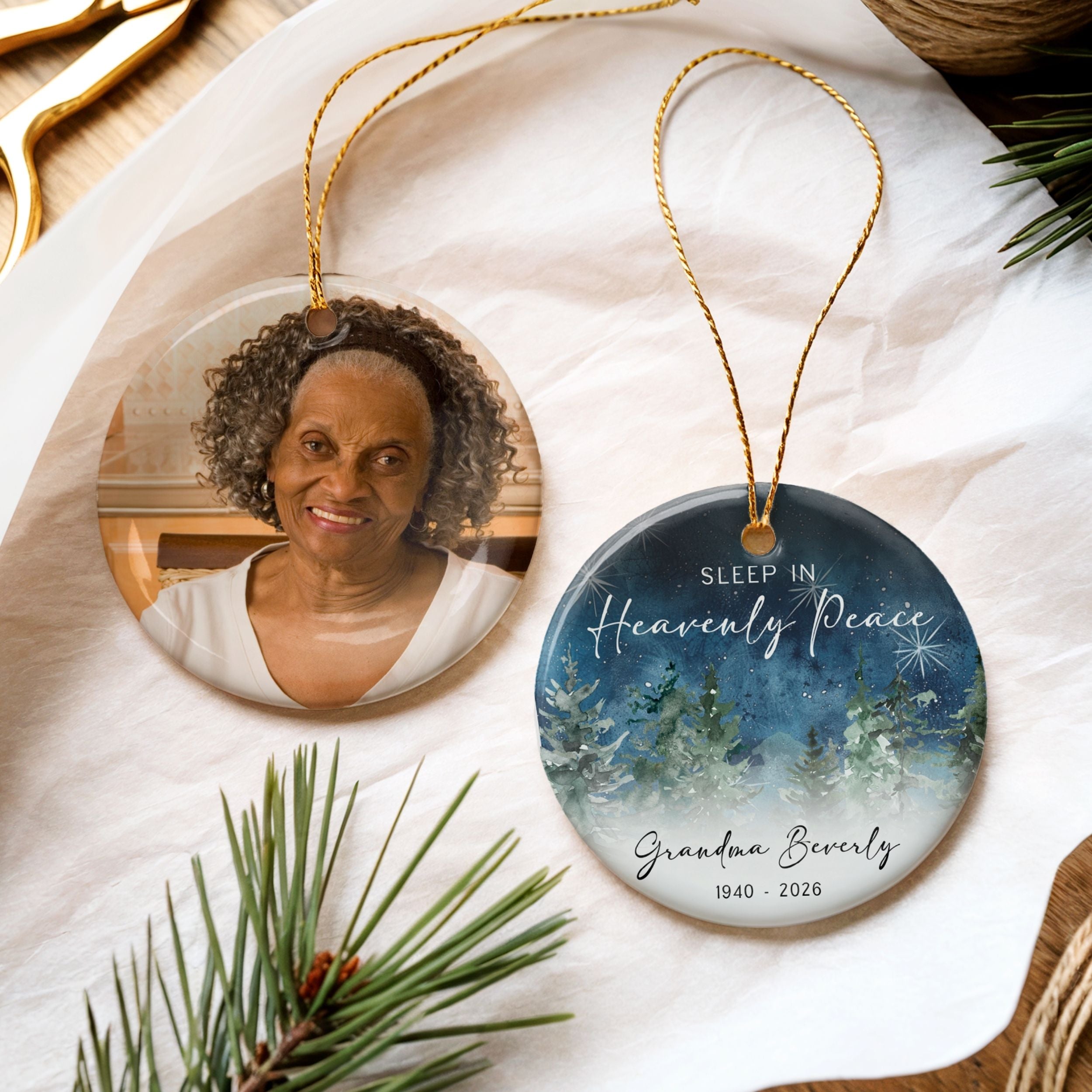 Memorial Christmas Ornament, Sleep in Heavenly Peace Sympathy Gift
