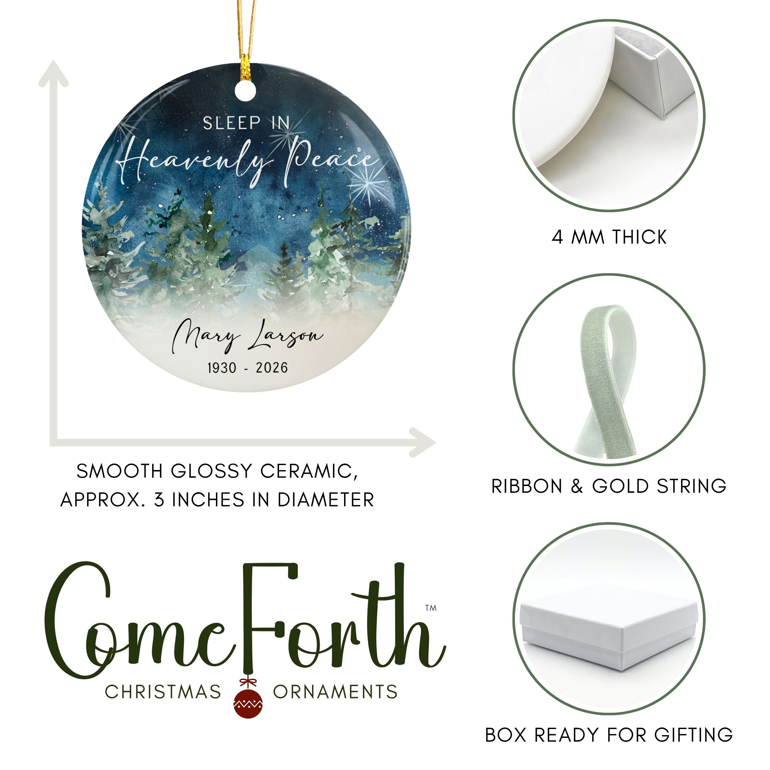 Memorial Christmas Ornament, Sleep in Heavenly Peace Sympathy Gift