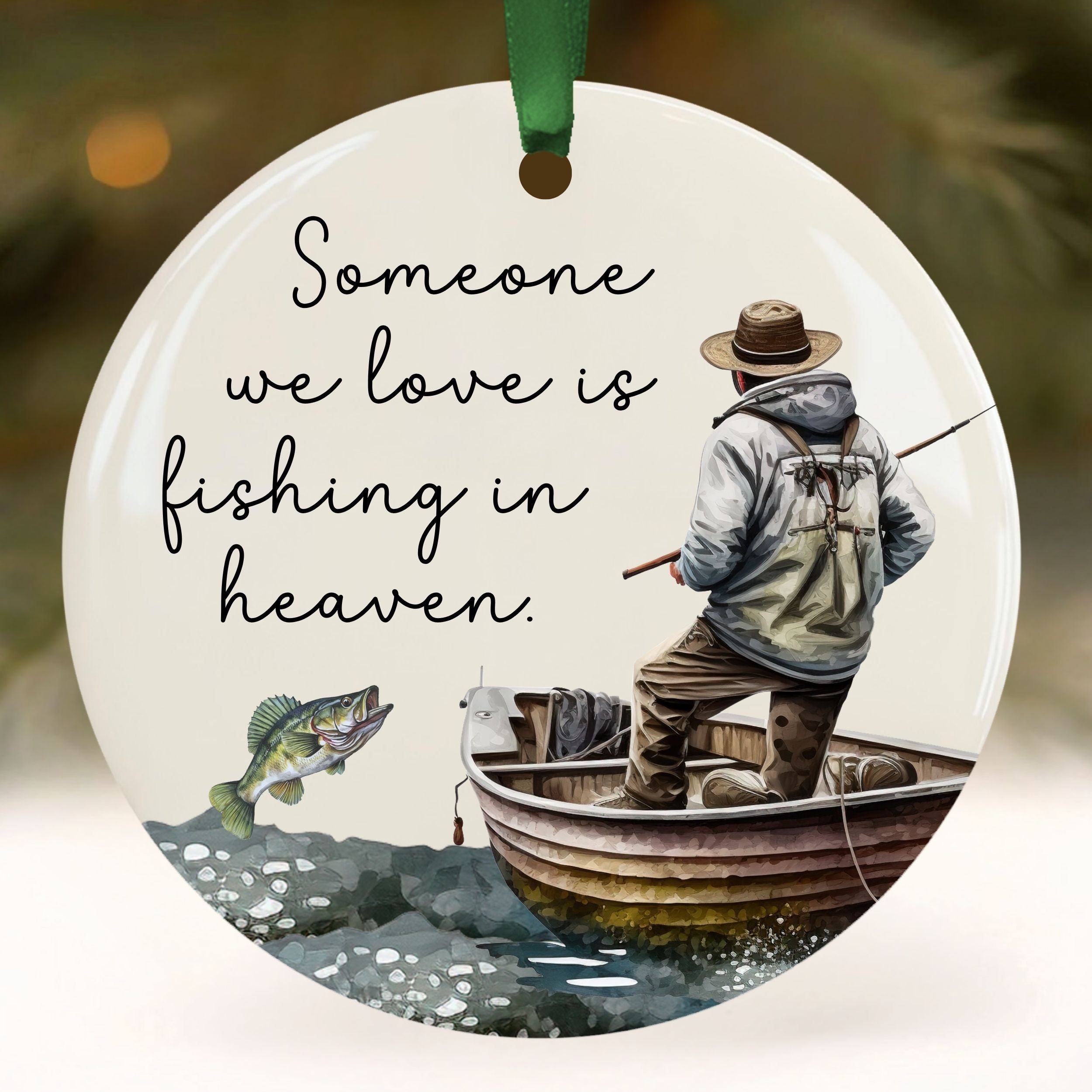 Fishing Memorial Ornament, Fisherman Sympathy Gift, Wholesale Case of 4
